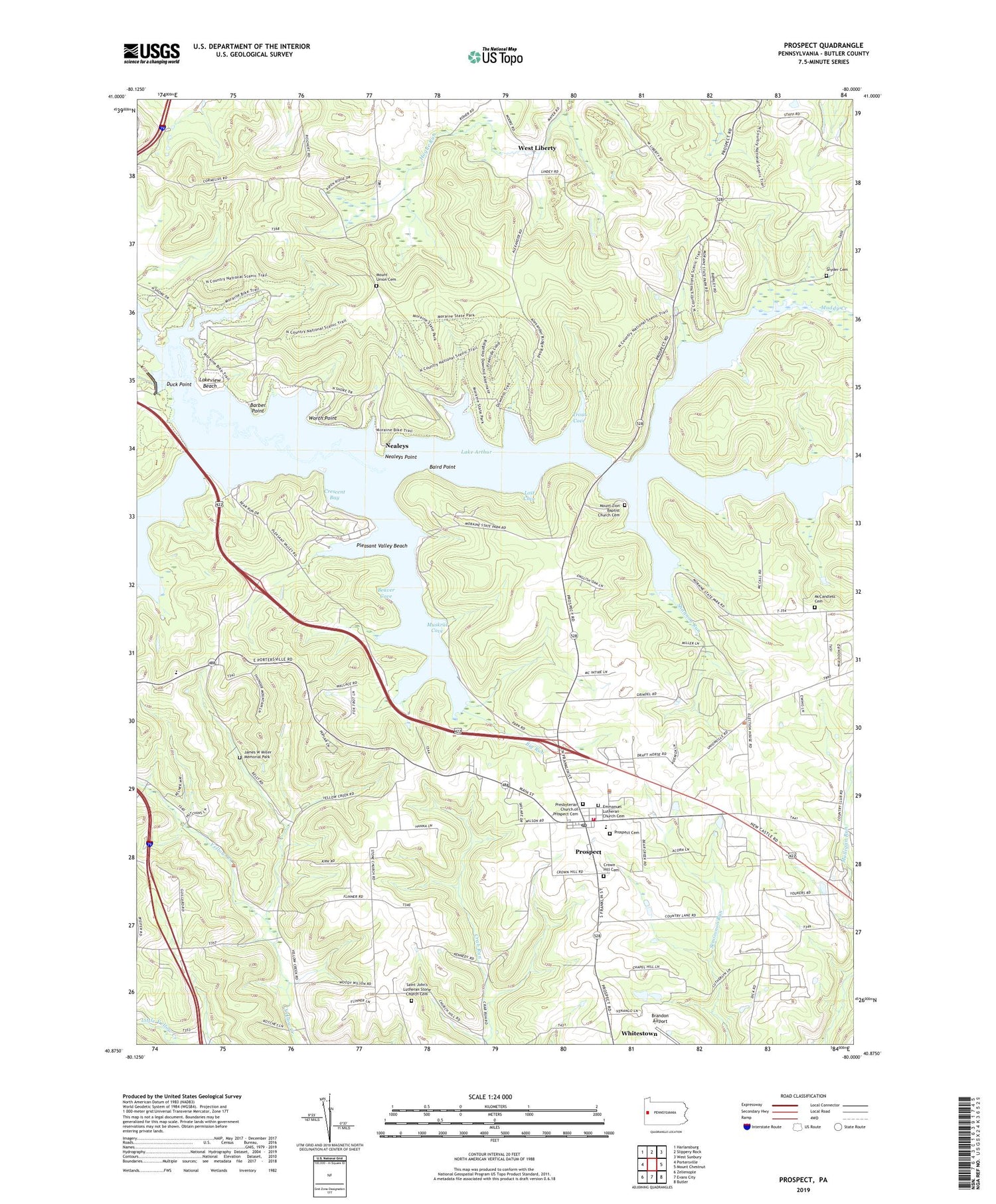 Prospect Pennsylvania US Topo Map Image