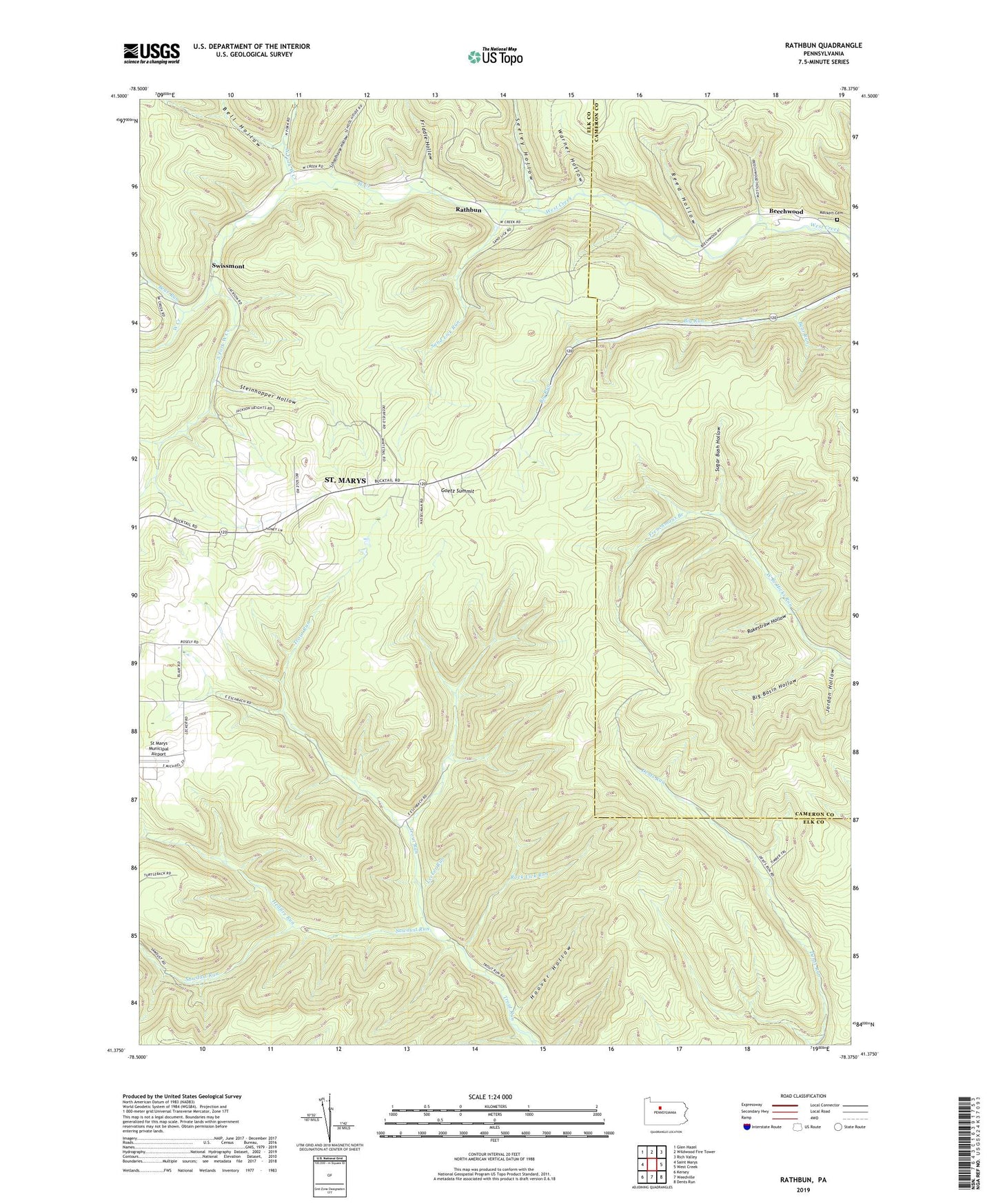 Rathbun Pennsylvania US Topo Map Image
