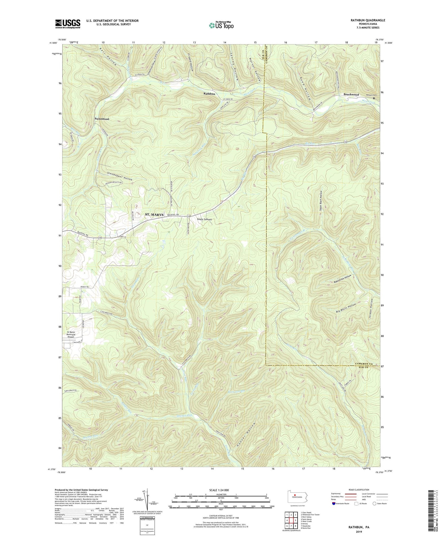 Rathbun Pennsylvania US Topo Map Image