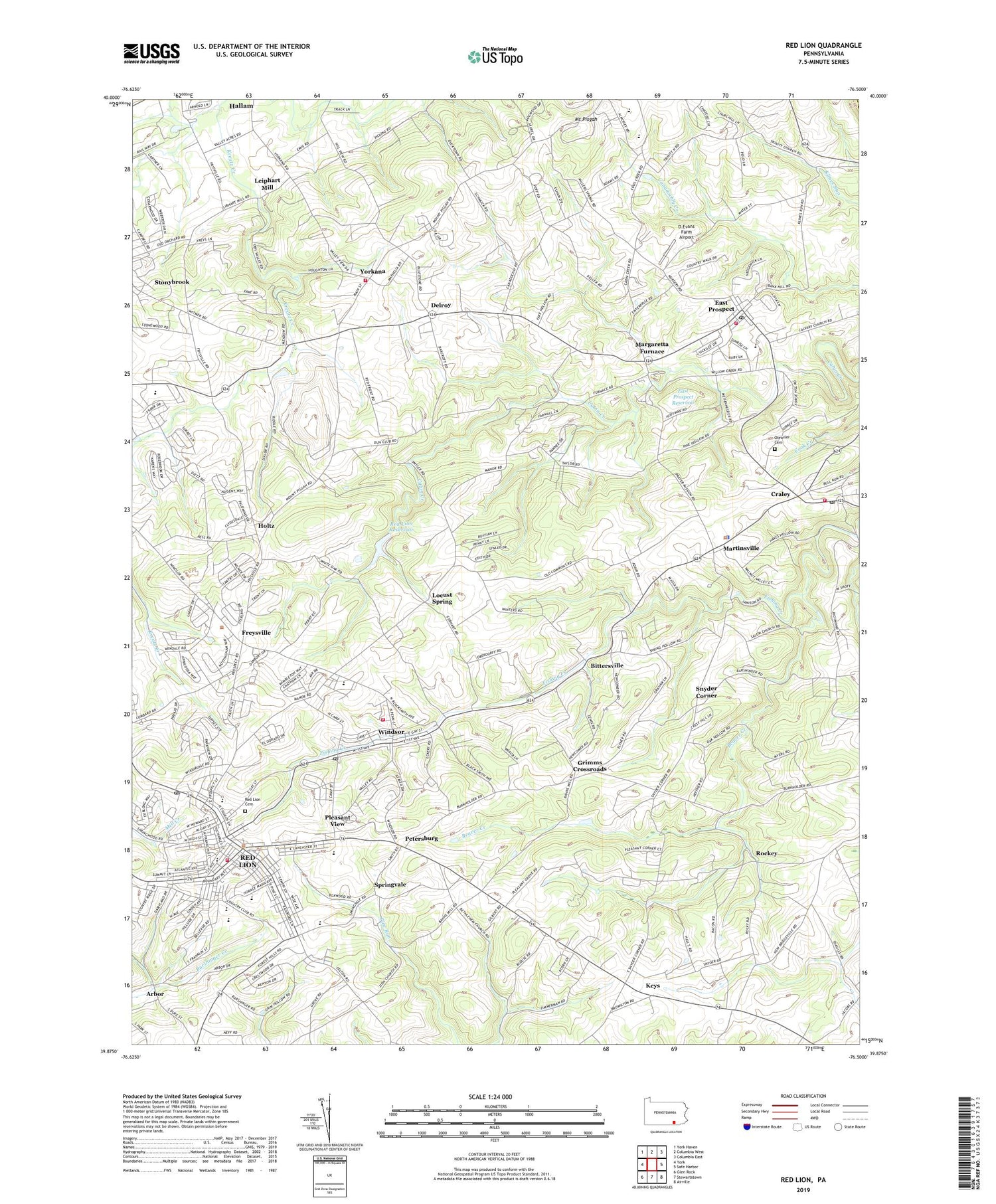 Red Lion Pennsylvania US Topo Map Image