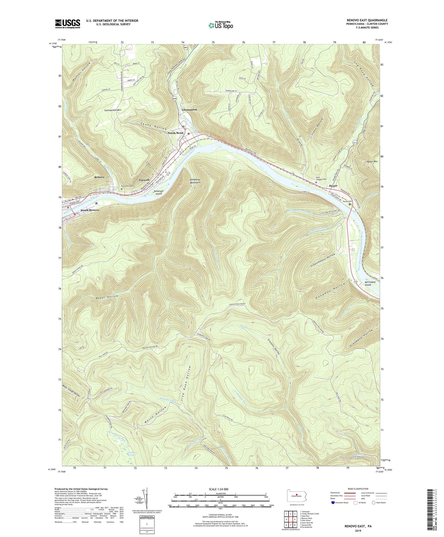 Renovo East Pennsylvania US Topo Map Image