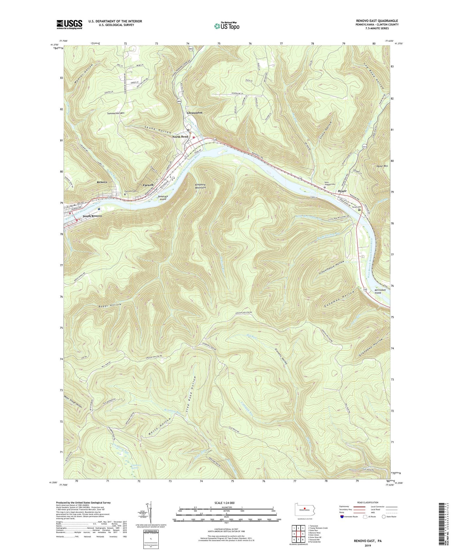 Renovo East Pennsylvania US Topo Map Image