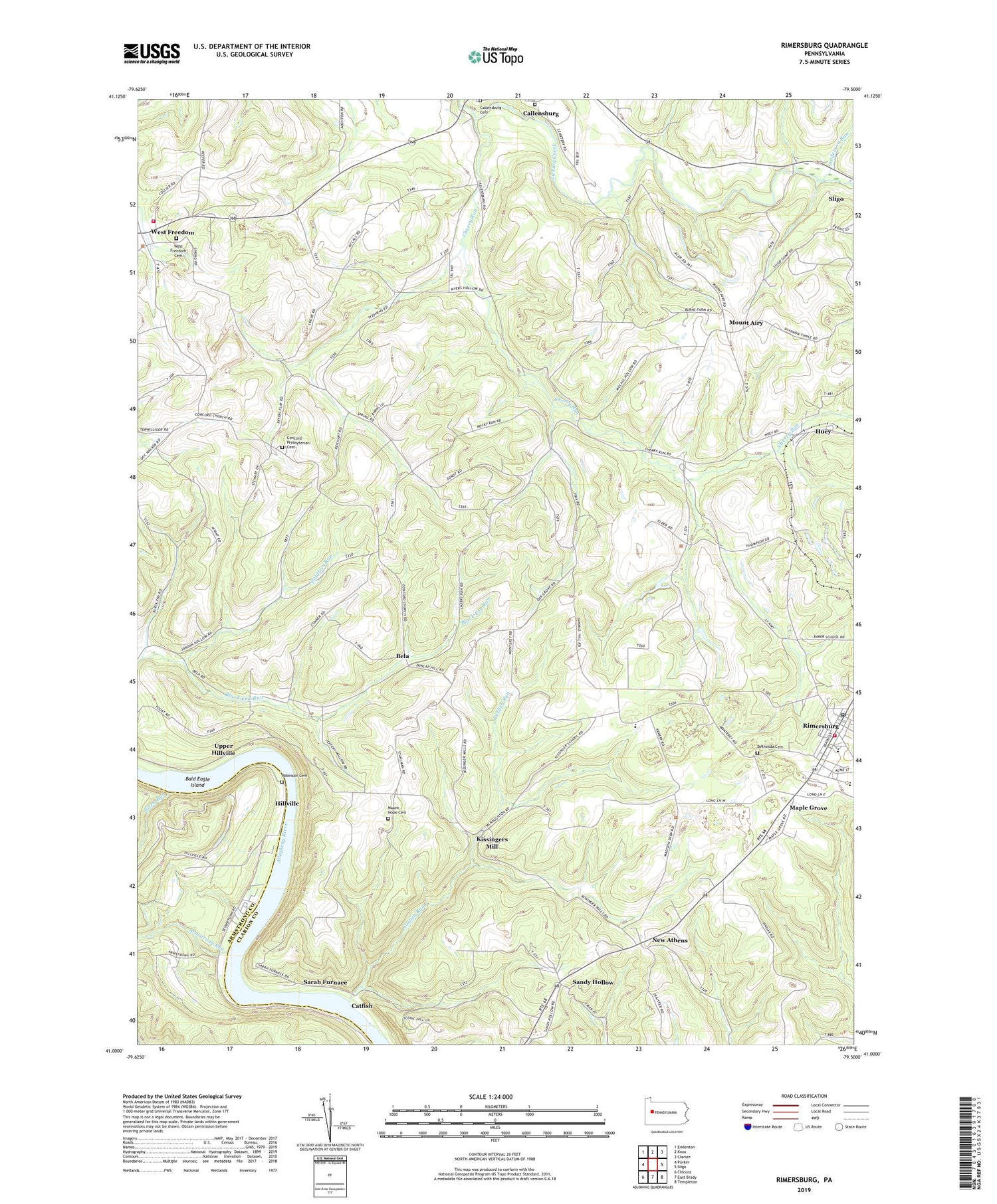 Rimersburg Pennsylvania US Topo Map Image