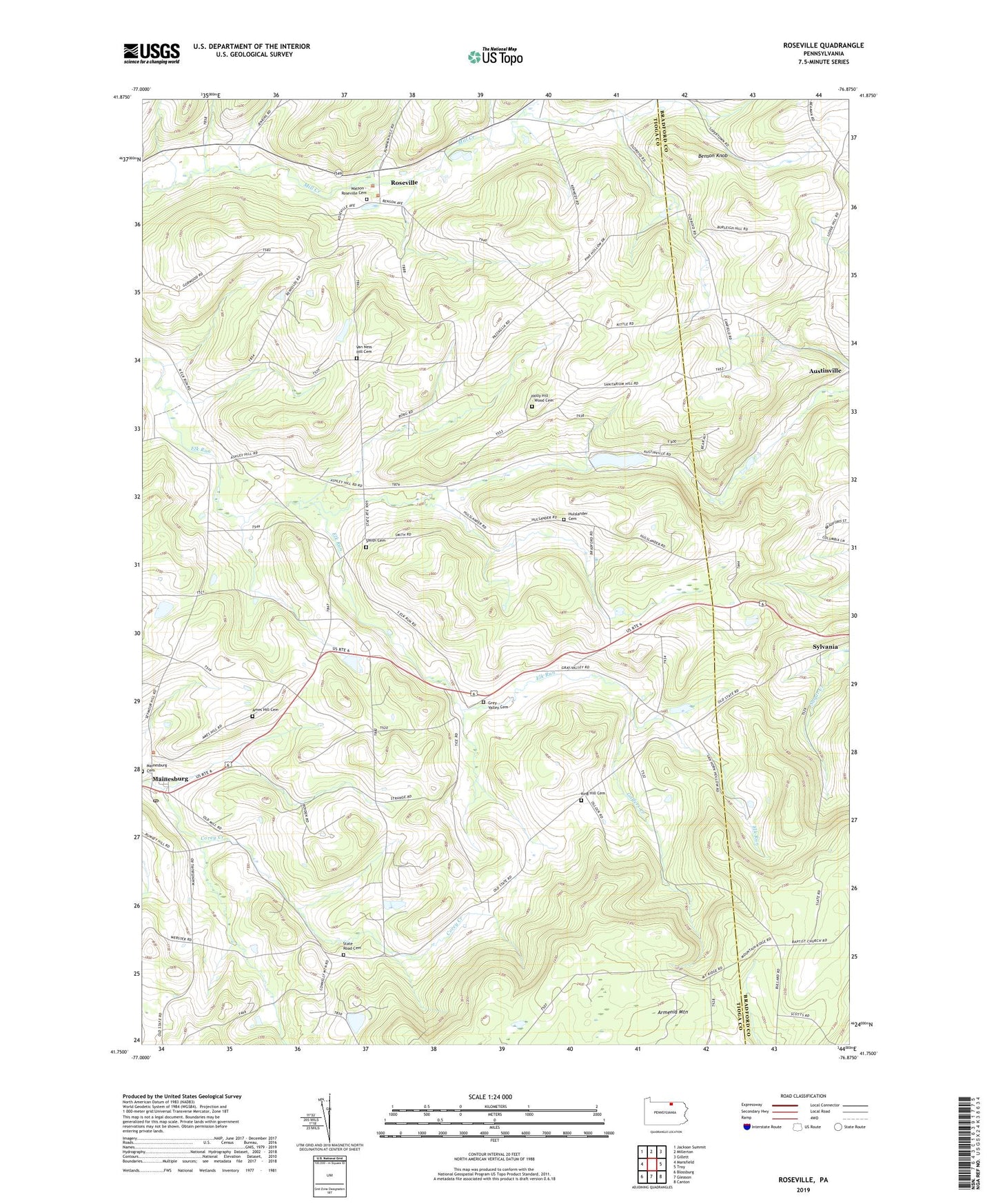 Roseville Pennsylvania US Topo Map Image