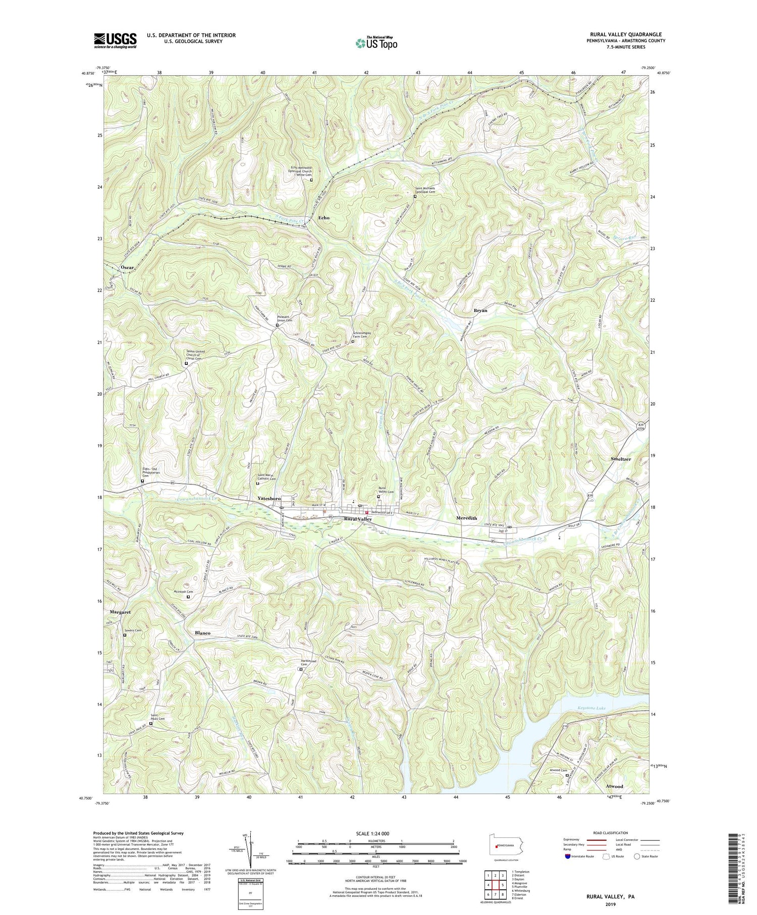 Rural Valley Pennsylvania US Topo Map Image