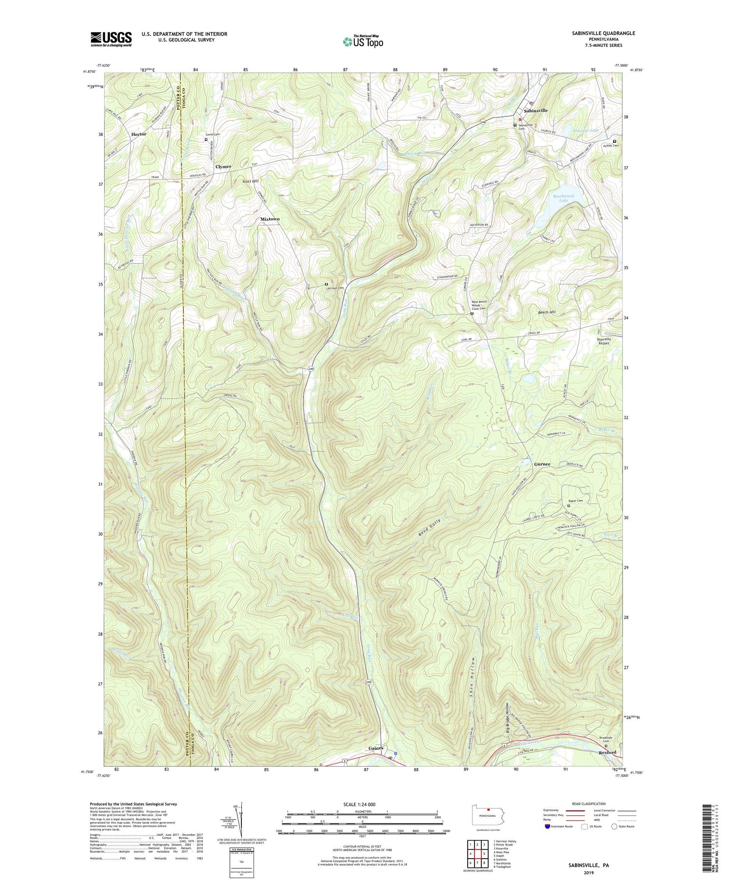 Sabinsville Pennsylvania US Topo Map Image