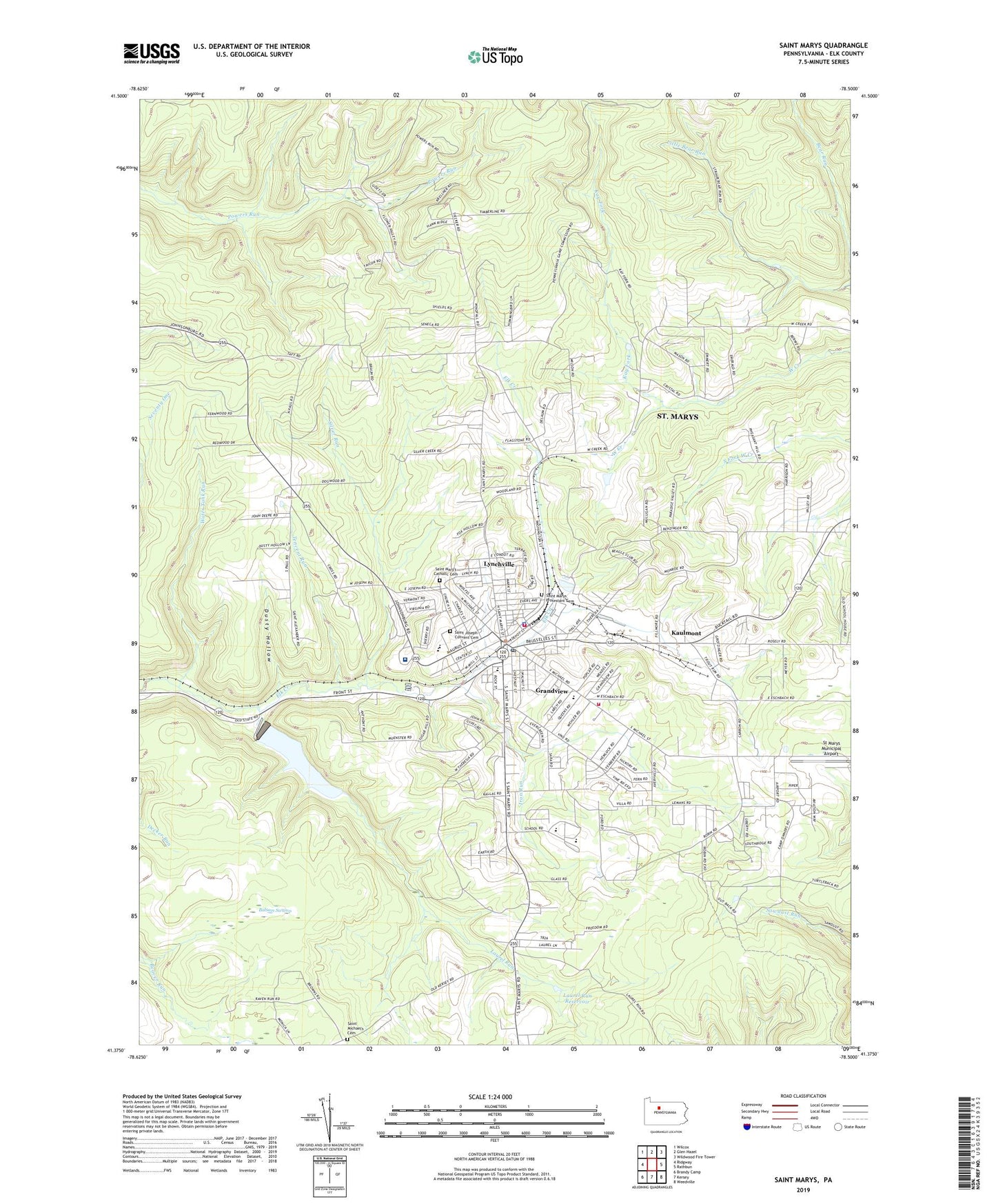 Saint Marys Pennsylvania US Topo Map Image