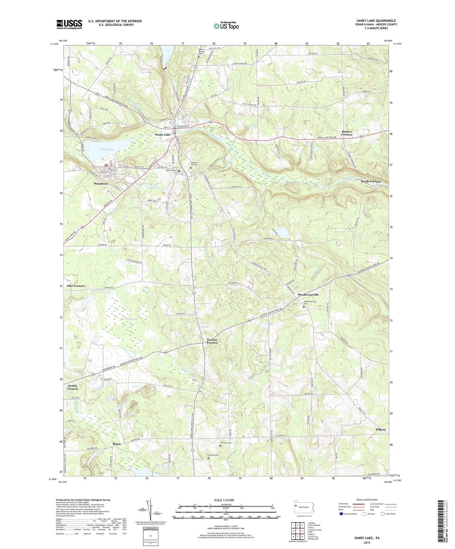 Sandy Lake Pennsylvania US Topo Map Image