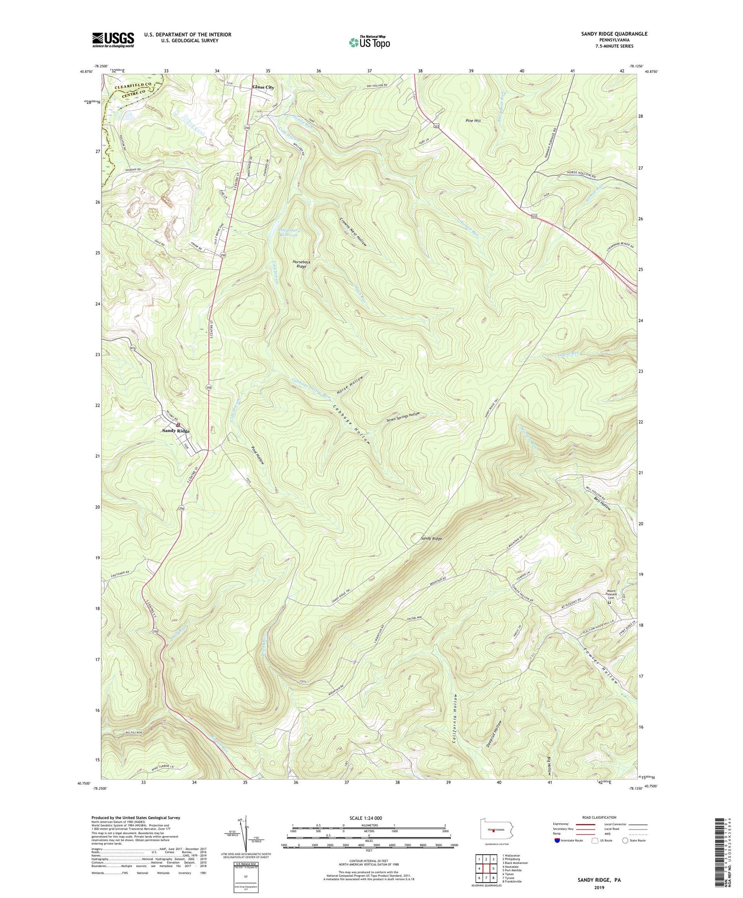 Sandy Ridge Pennsylvania US Topo Map Image