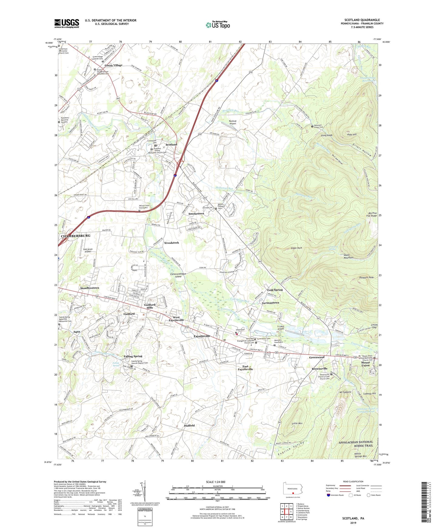 Scotland Pennsylvania US Topo Map Image