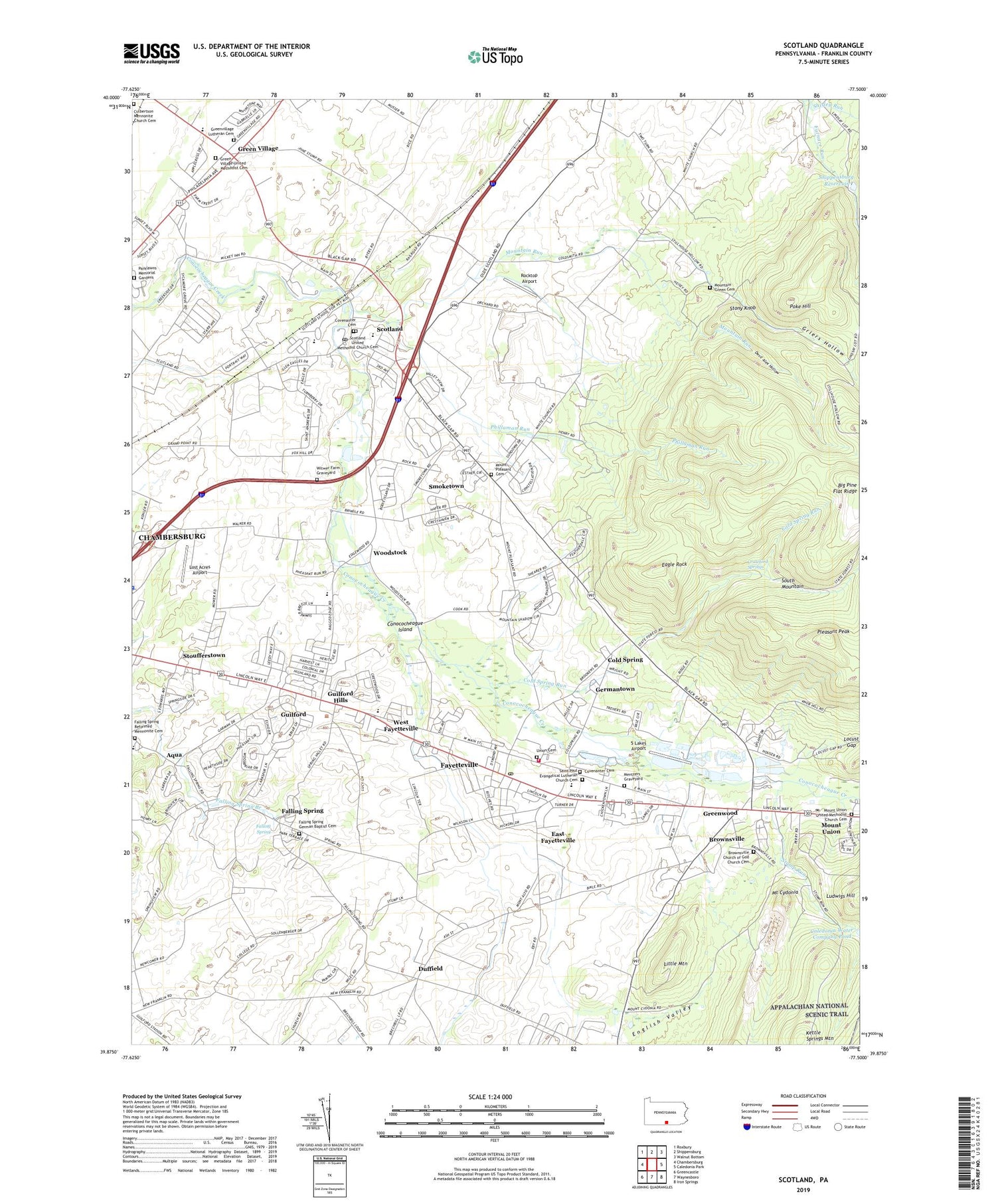 Scotland Pennsylvania US Topo Map Image