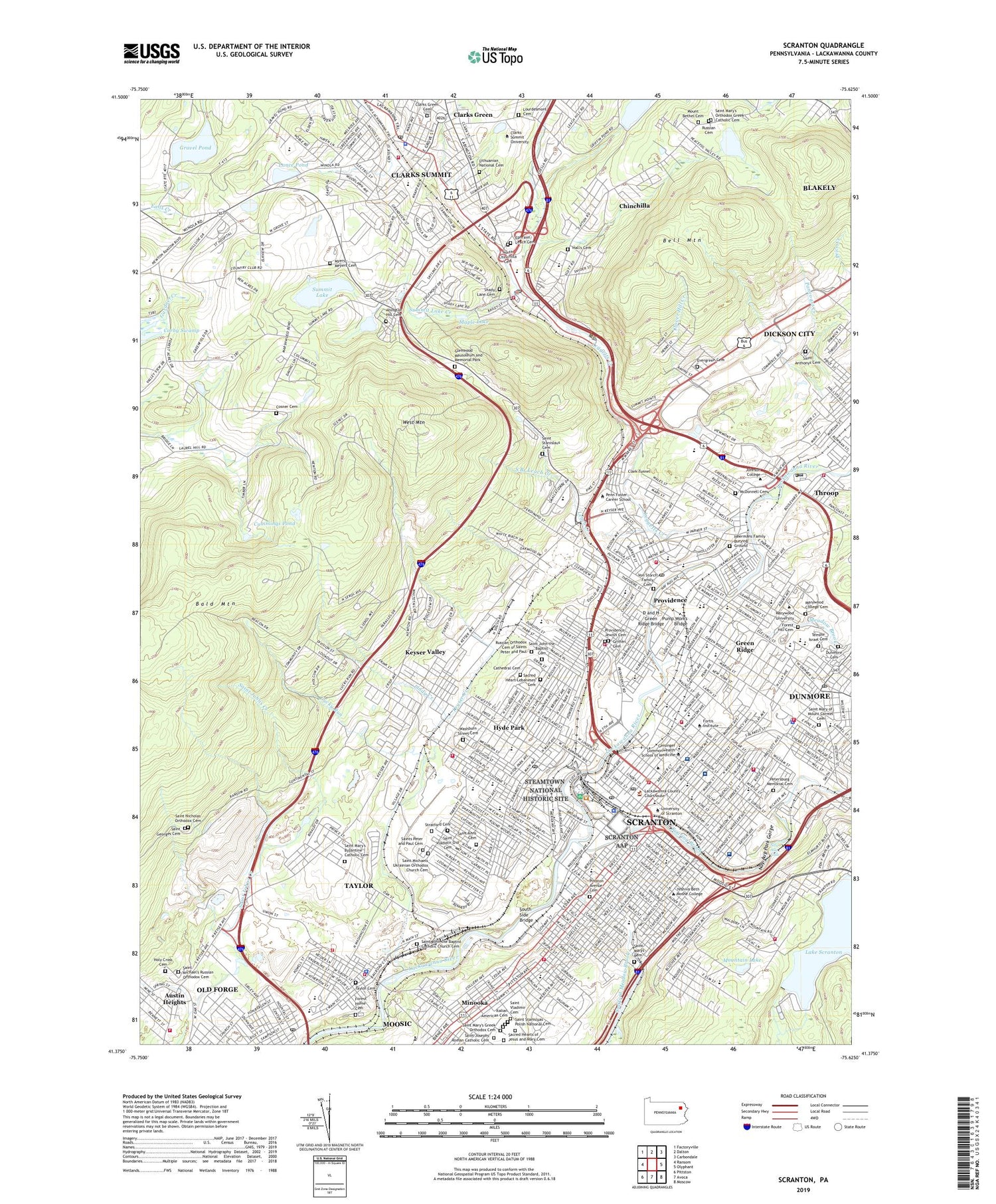 Scranton Pennsylvania US Topo Map Image