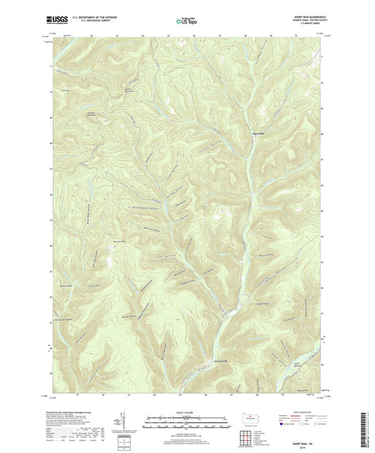 Short Run Pennsylvania US Topo Map Image