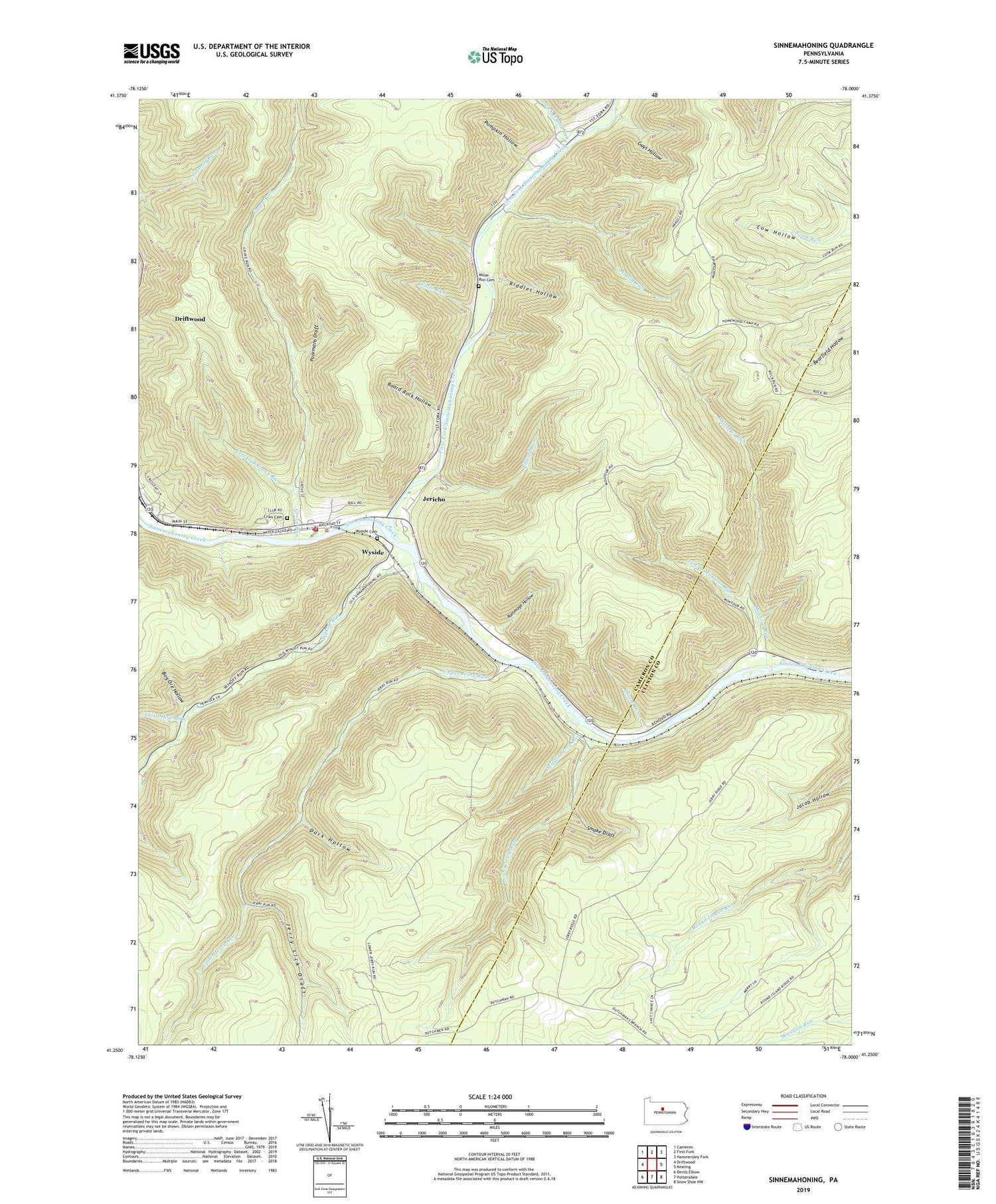 Sinnemahoning Pennsylvania US Topo Map Image