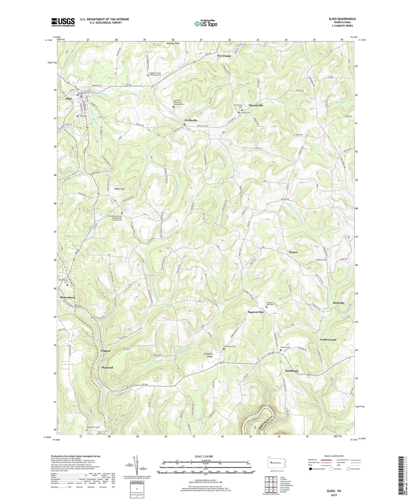 Sligo Pennsylvania US Topo Map Image