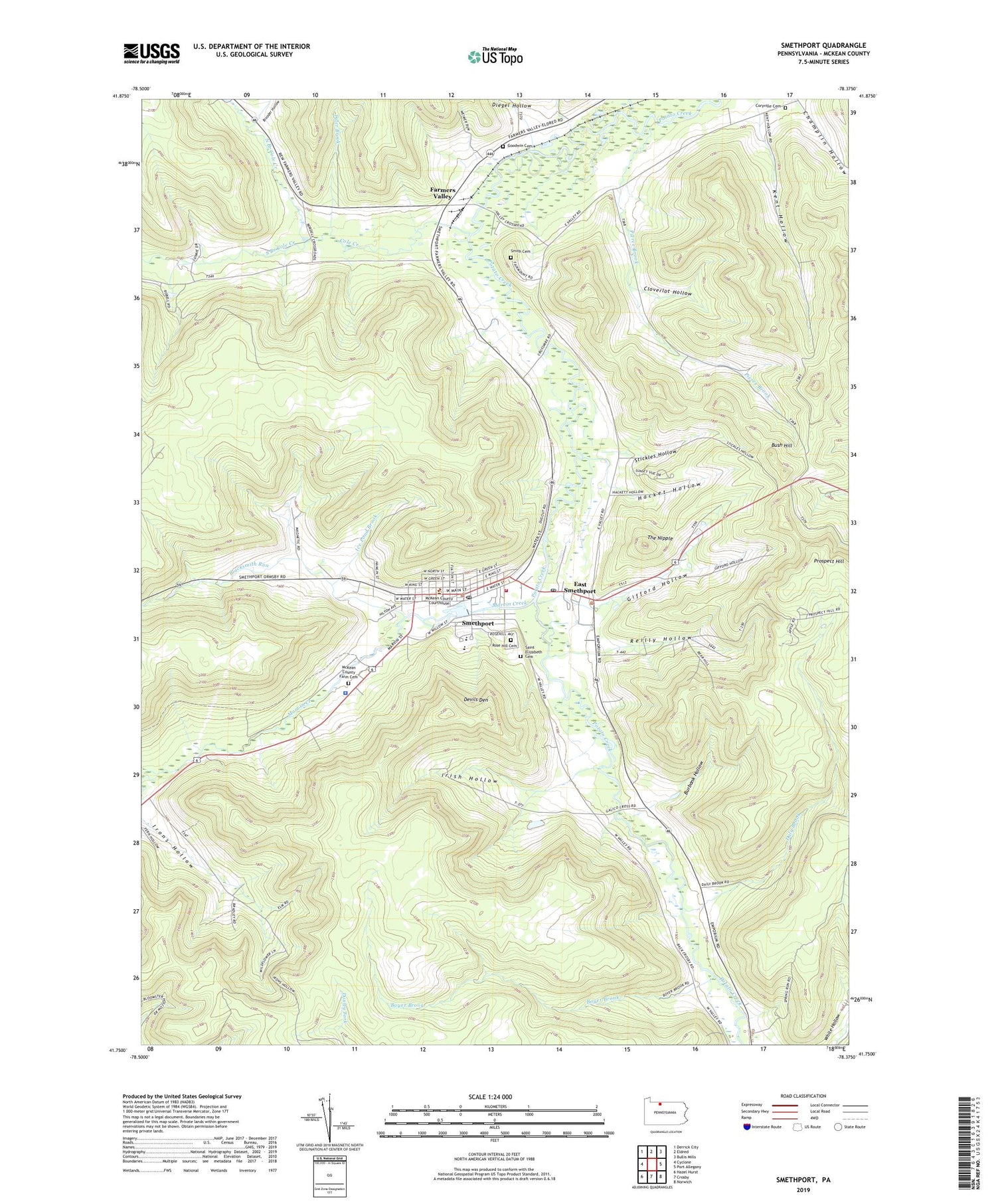 Smethport Pennsylvania US Topo Map Image
