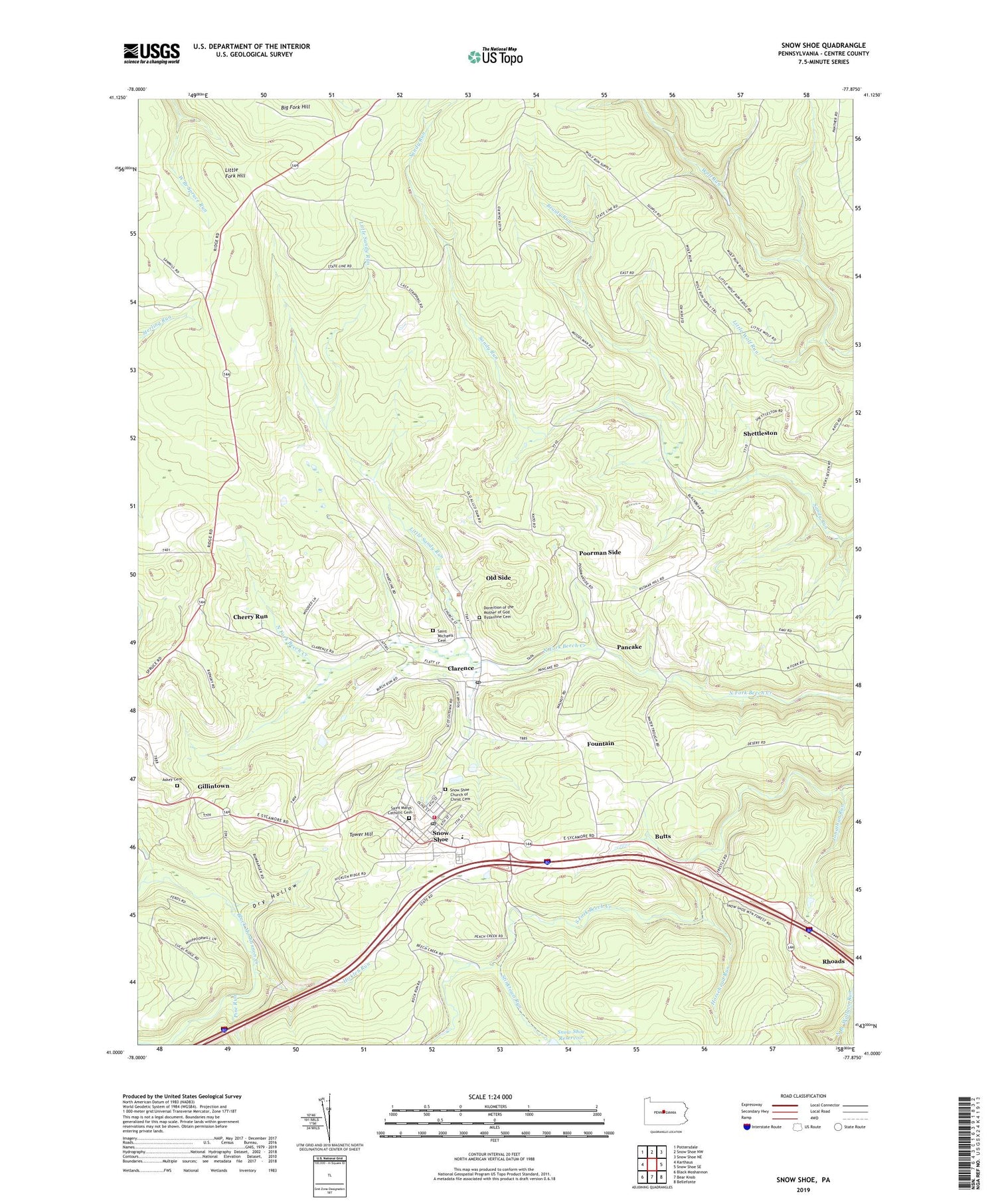 Snow Shoe Pennsylvania US Topo Map Image