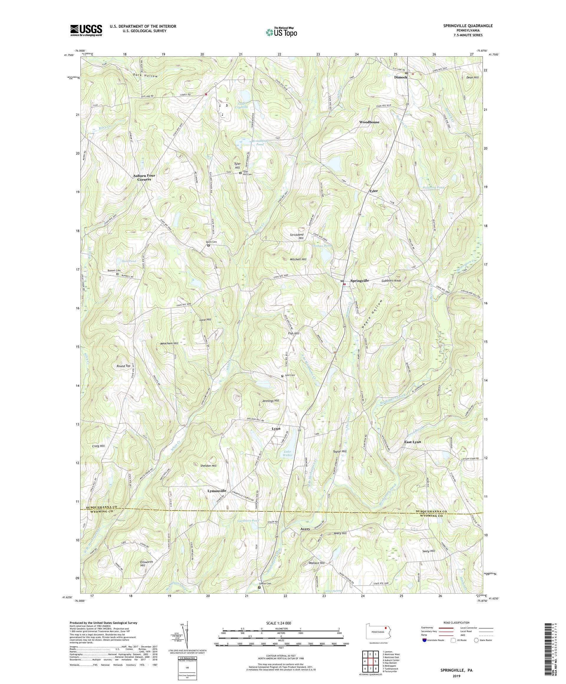 Springville Pennsylvania US Topo Map – MyTopo Map Store
