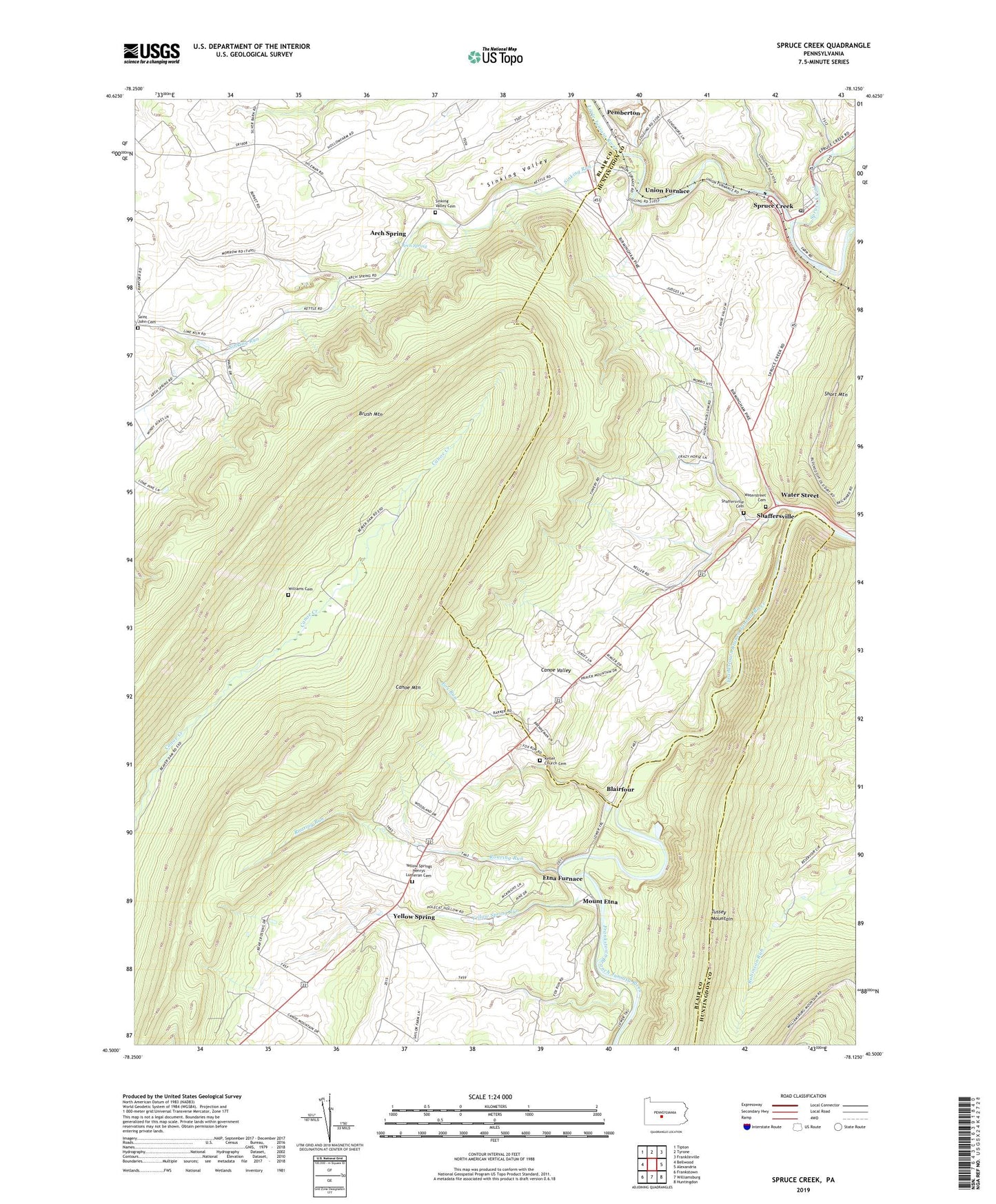 Spruce Creek Pennsylvania US Topo Map Image