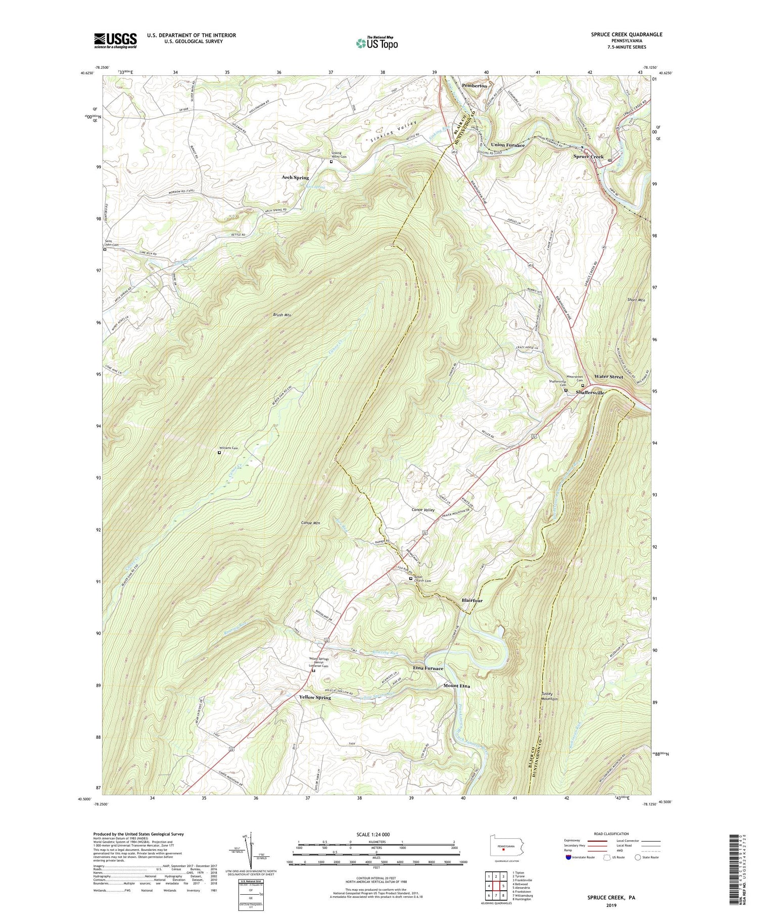 Spruce Creek Pennsylvania US Topo Map Image