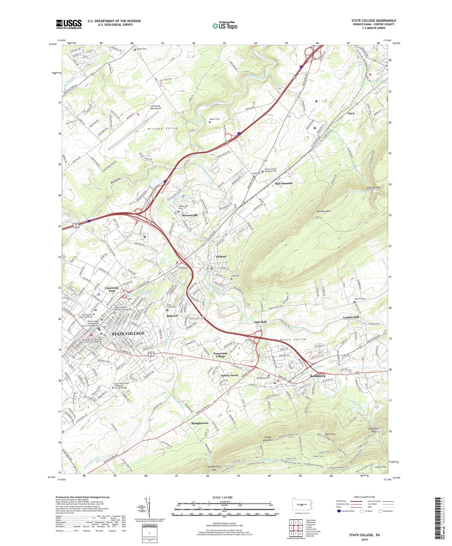 State College Pennsylvania US Topo Map Image