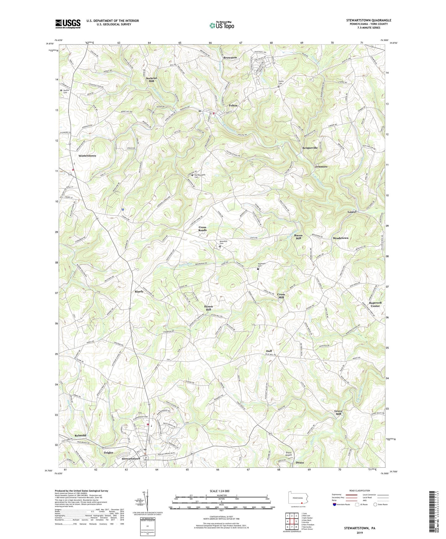 Stewartstown Pennsylvania US Topo Map Image