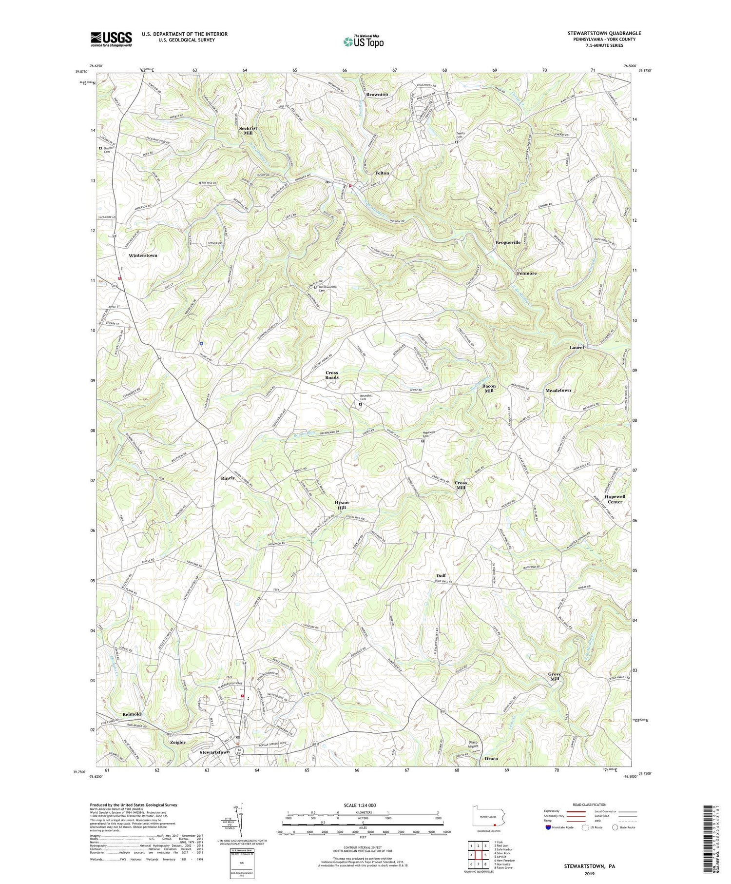 Stewartstown Pennsylvania US Topo Map Image