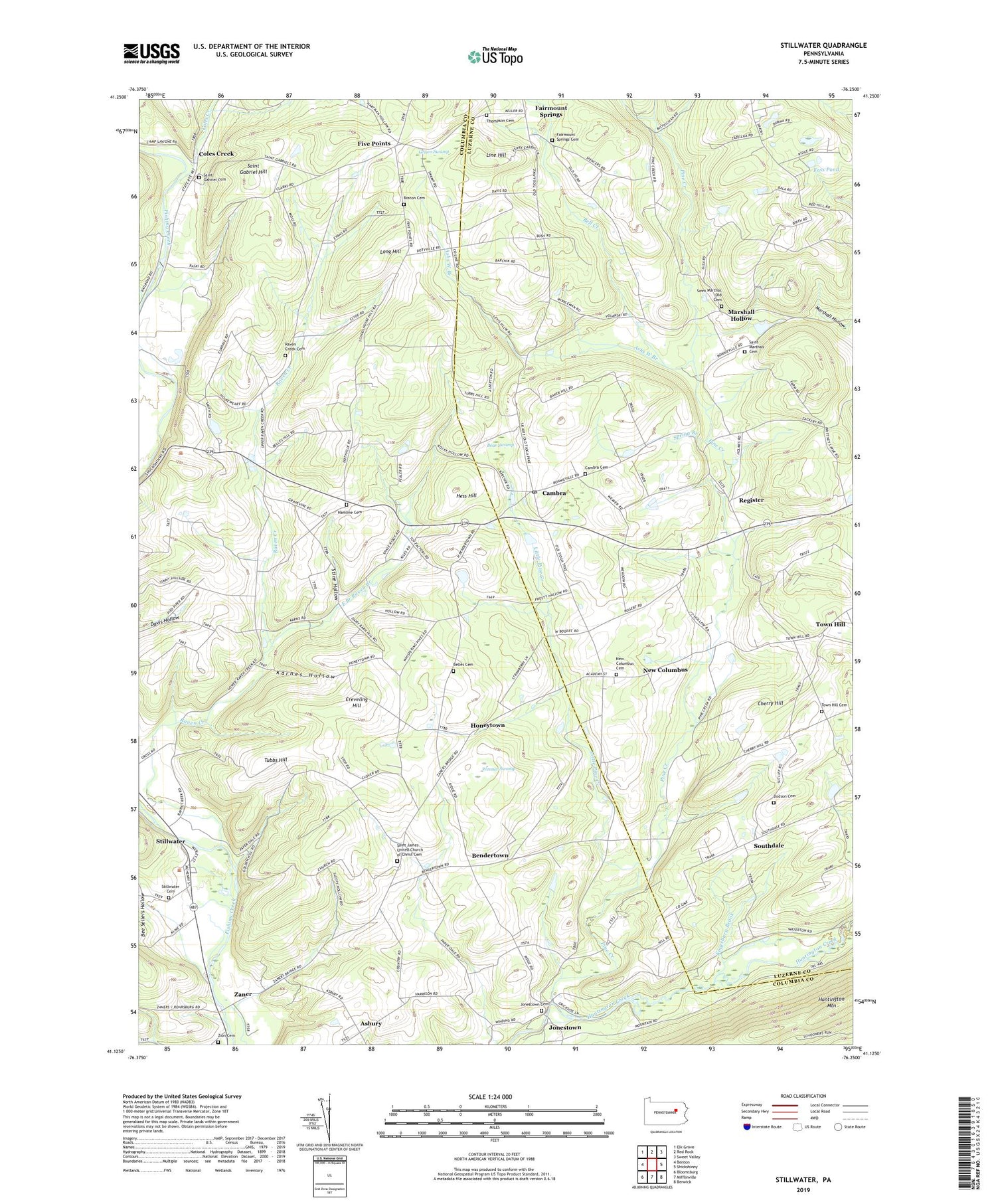Stillwater Pennsylvania US Topo Map Image