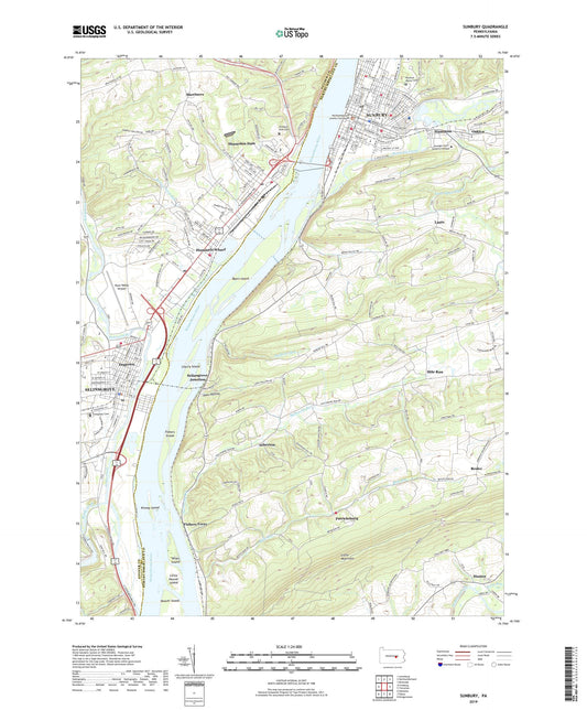 Sunbury Pennsylvania US Topo Map Image