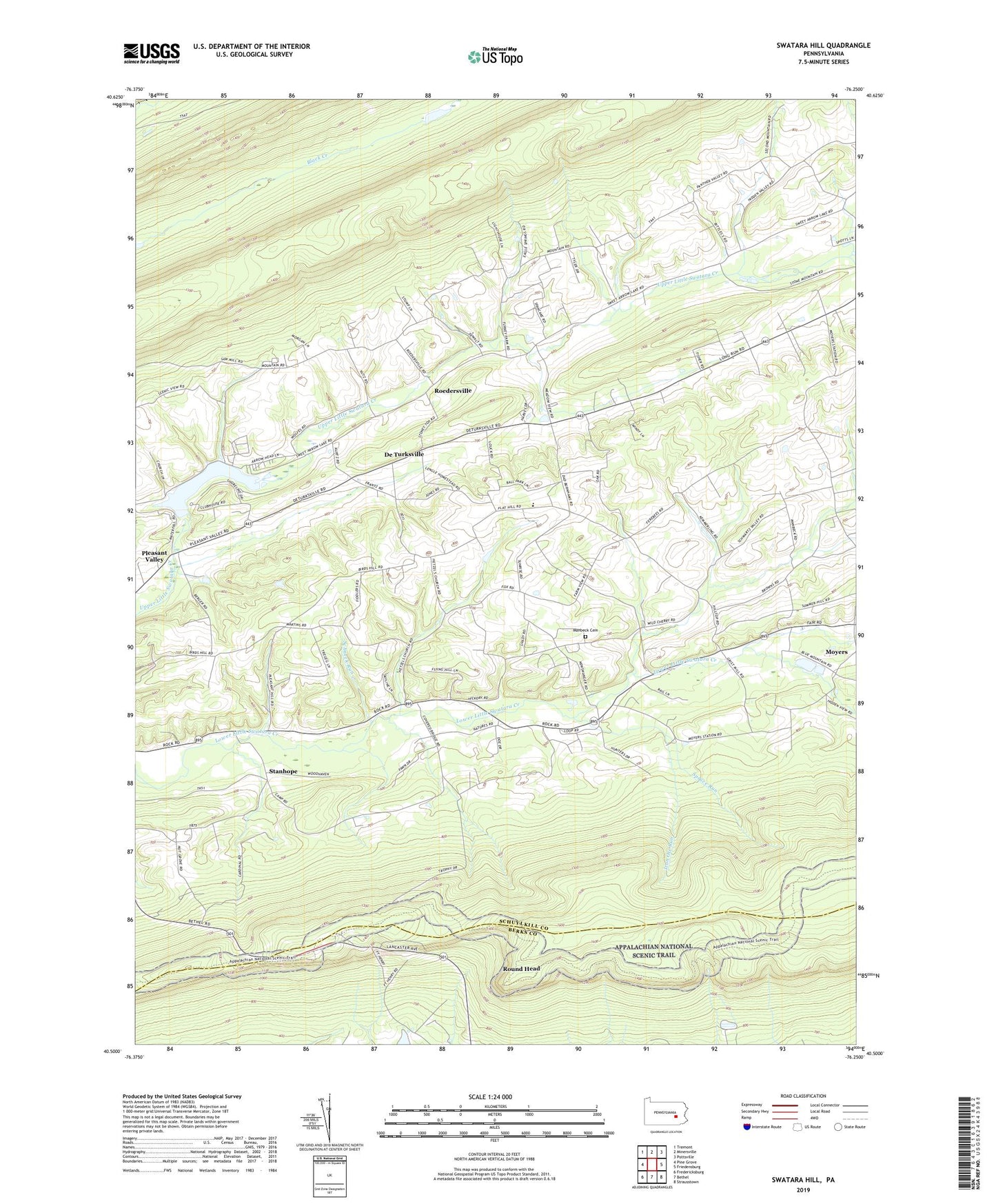 Swatara Hill Pennsylvania US Topo Map Image