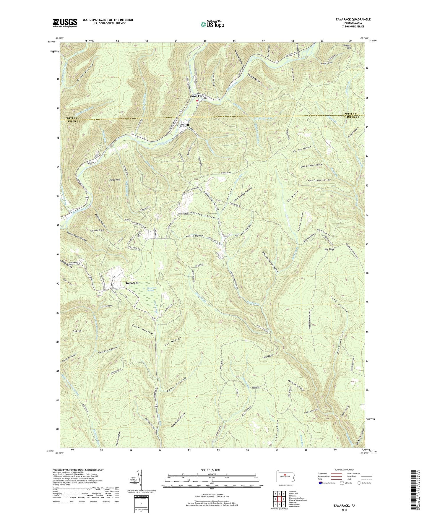 Tamarack Pennsylvania US Topo Map Image
