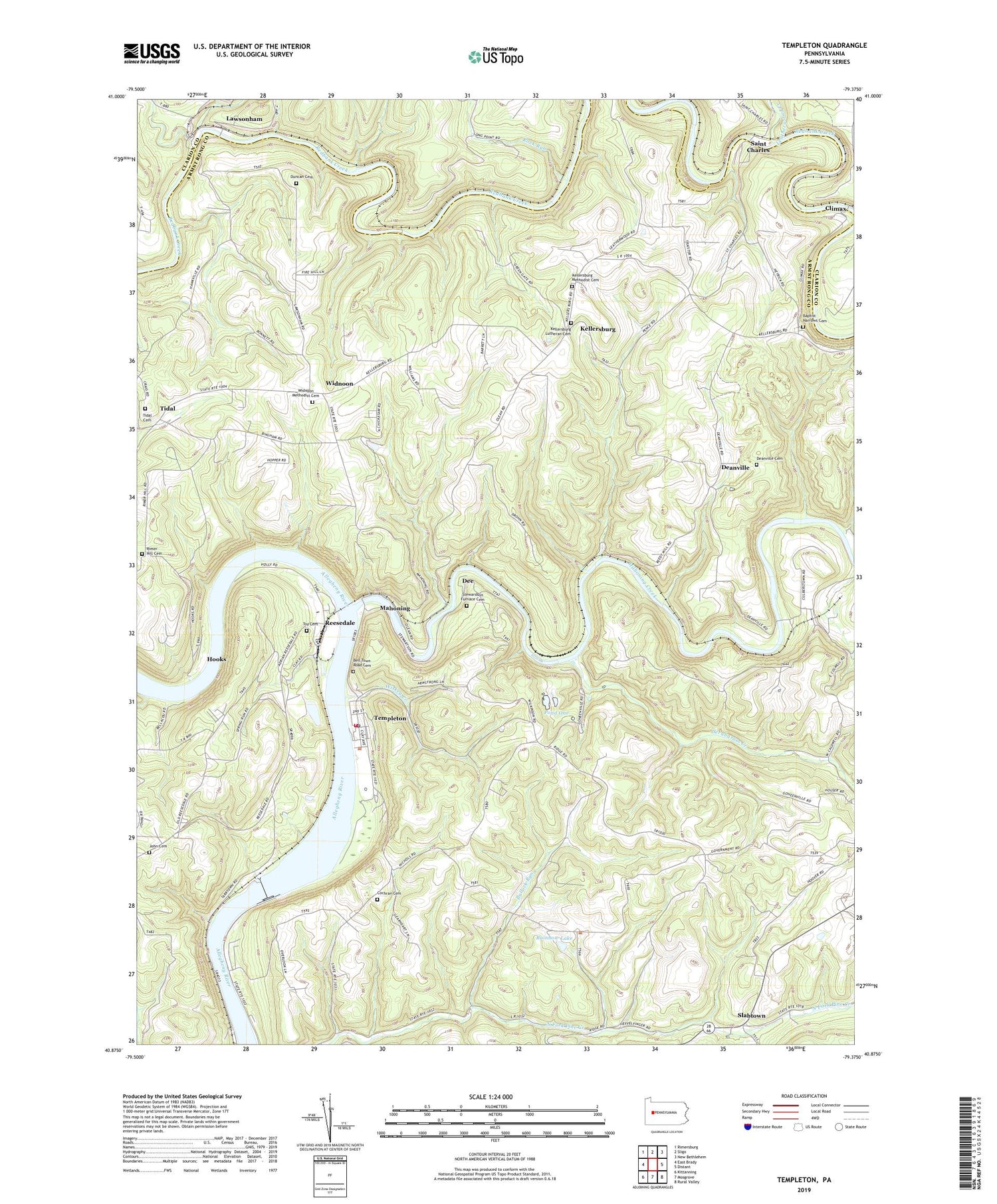 Templeton Pennsylvania US Topo Map Image