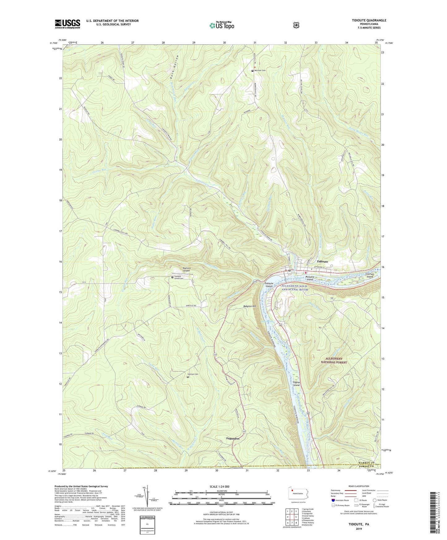 Tidioute Pennsylvania US Topo Map Image