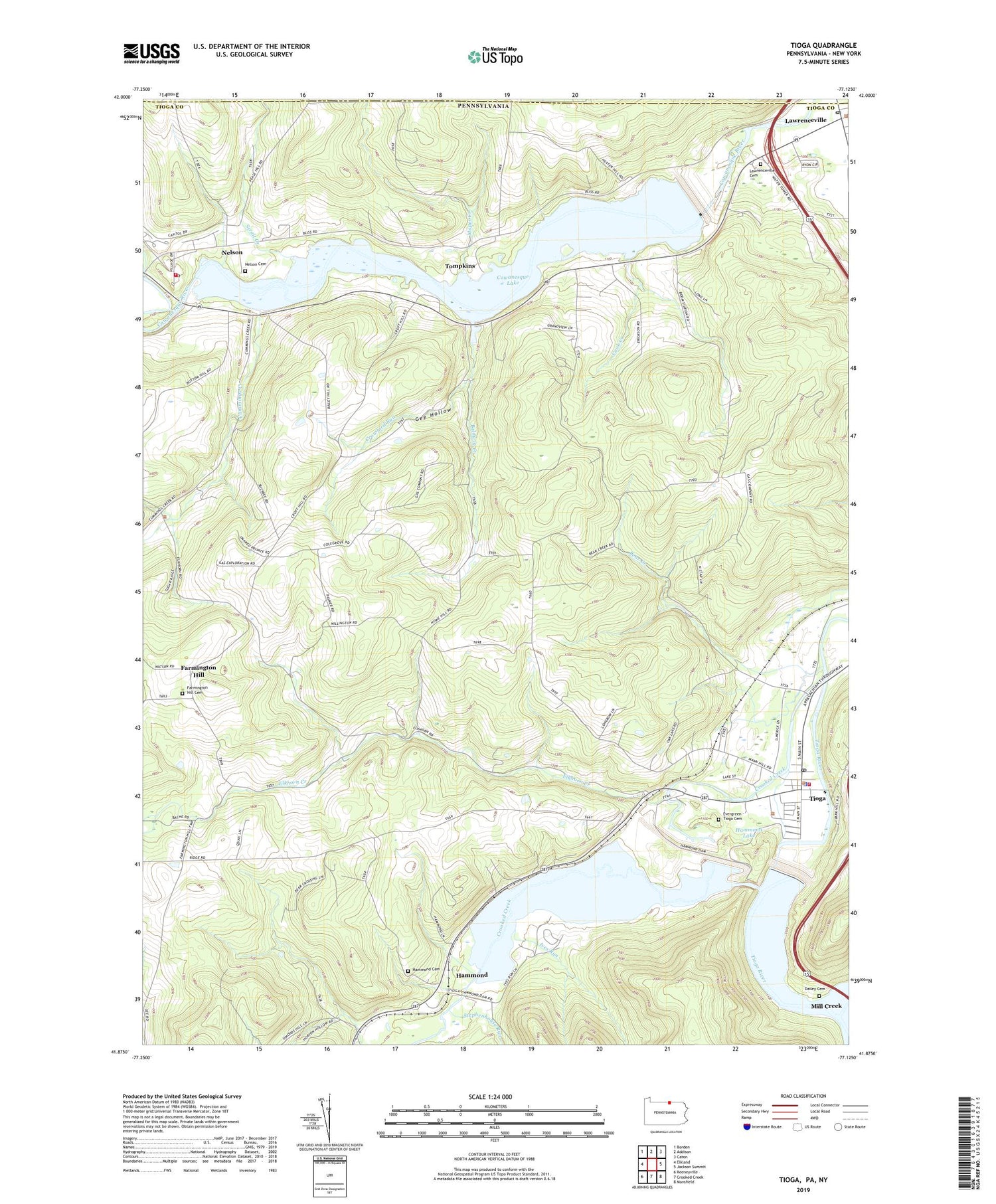 Tioga Pennsylvania US Topo Map Image
