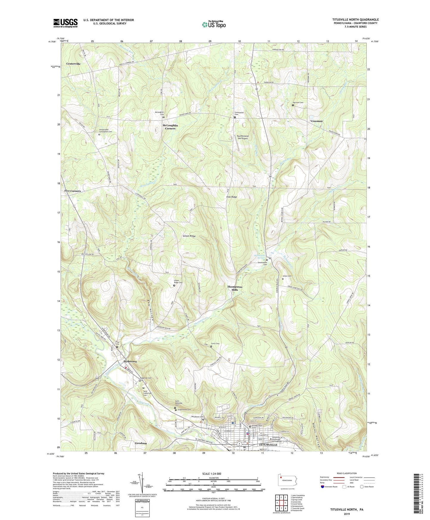Titusville North Pennsylvania US Topo Map Image