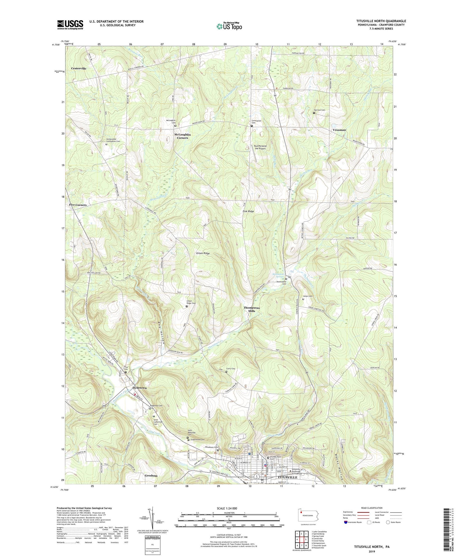 Titusville North Pennsylvania US Topo Map Image