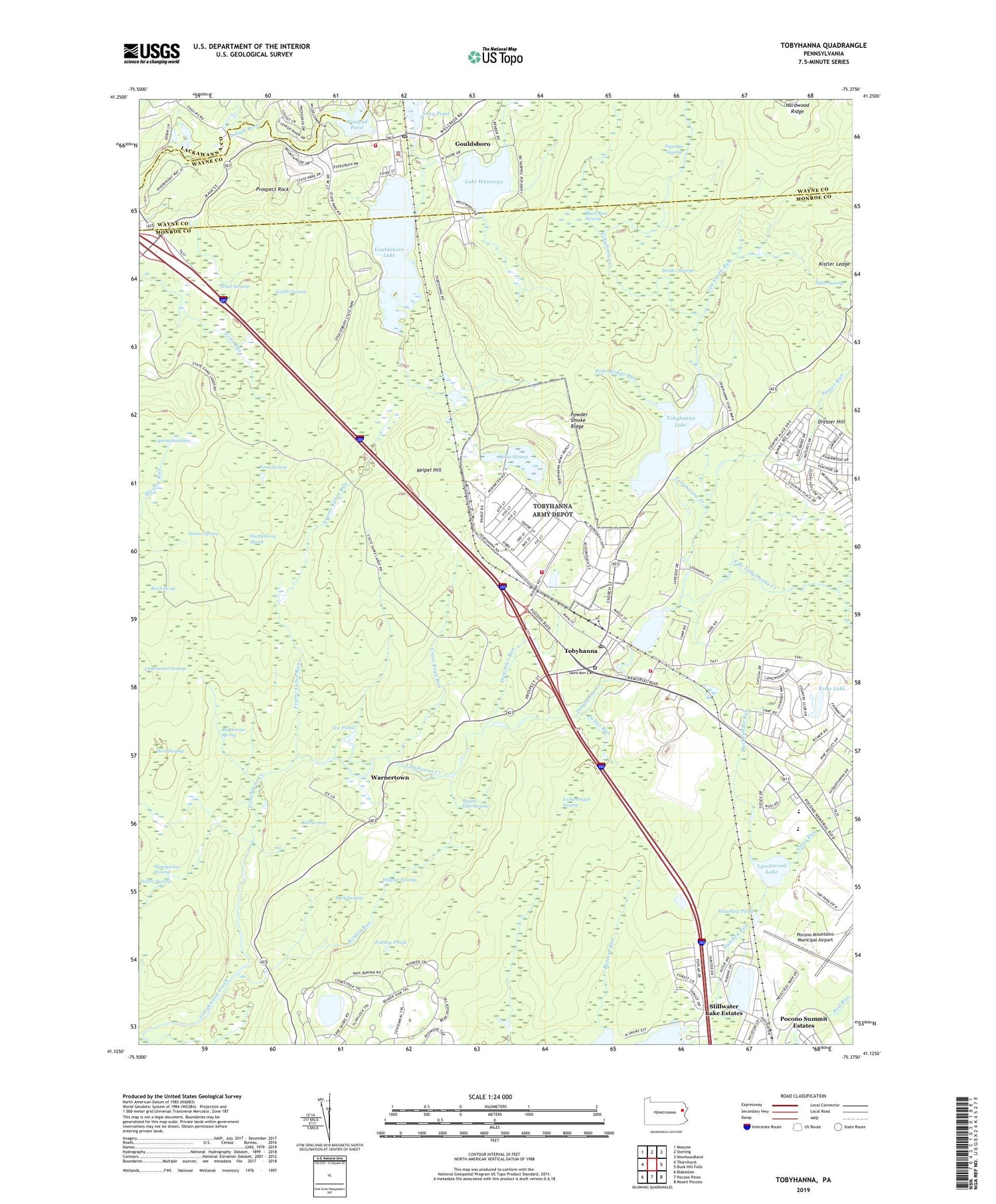 Tobyhanna Pennsylvania US Topo Map Image