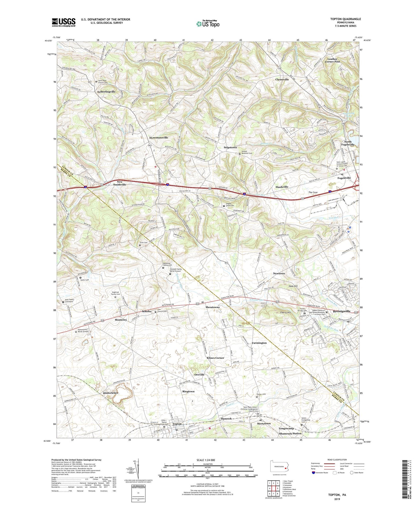 Topton Pennsylvania US Topo Map Image