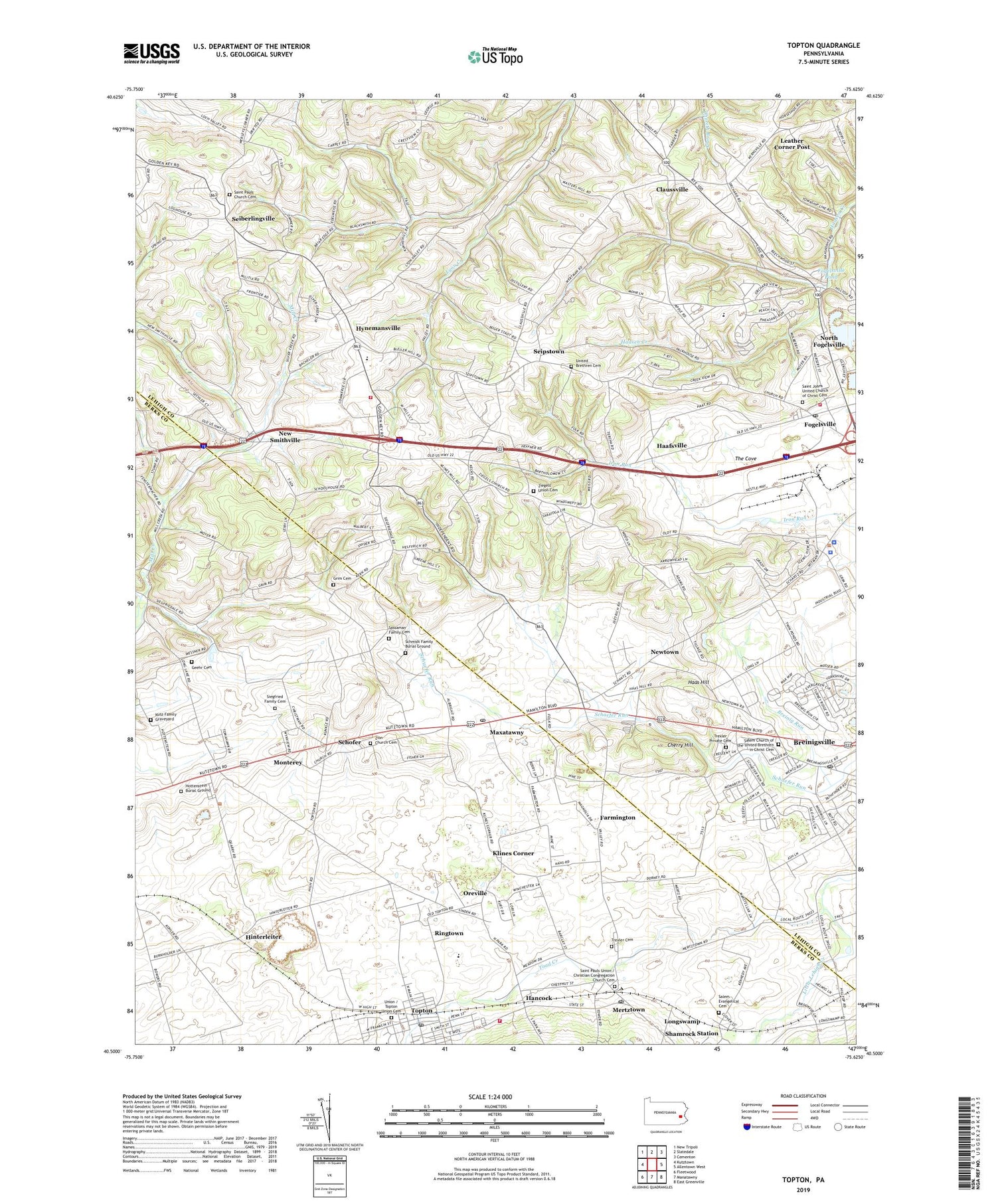 Topton Pennsylvania US Topo Map Image