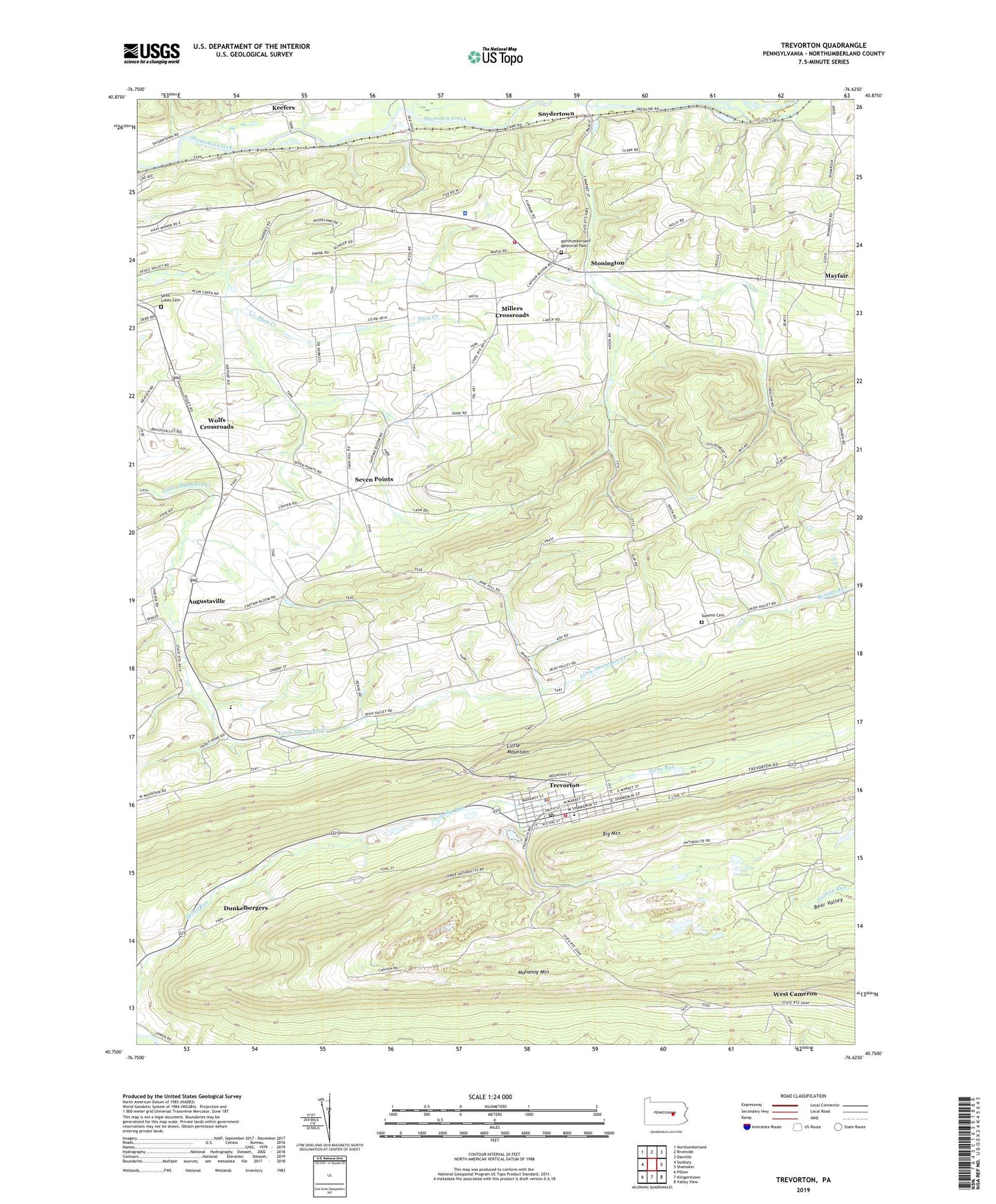 Trevorton Pennsylvania US Topo Map Image