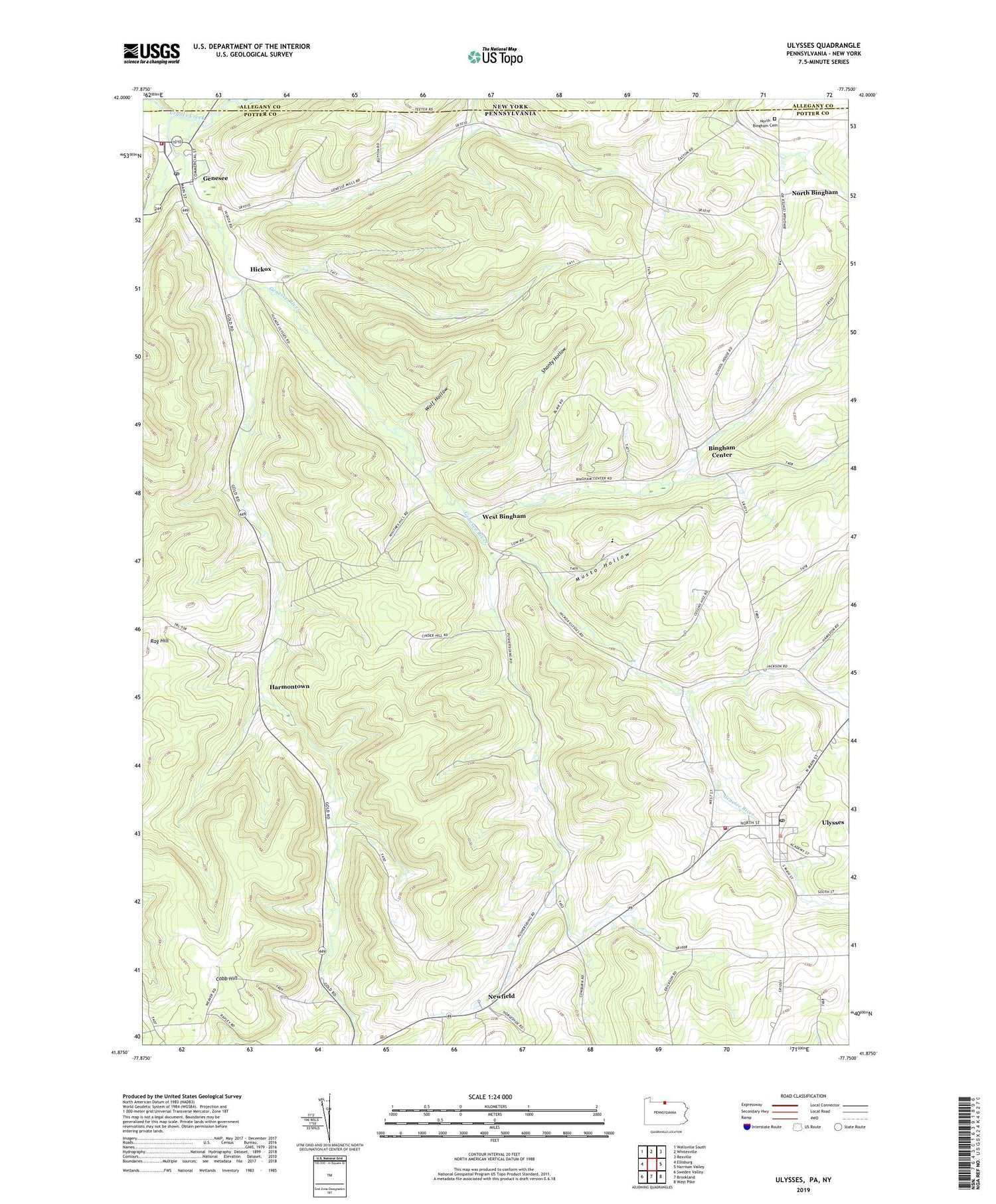 Ulysses Pennsylvania US Topo Map Image
