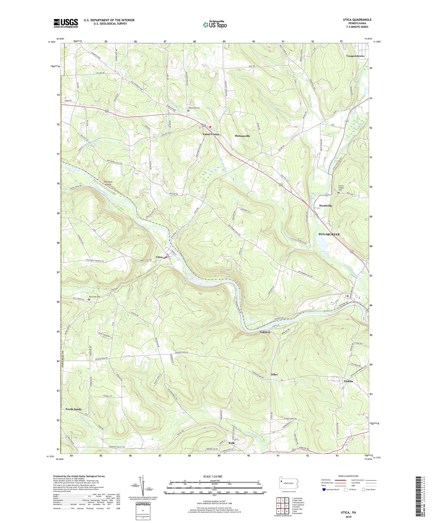 Utica Pennsylvania US Topo Map Image