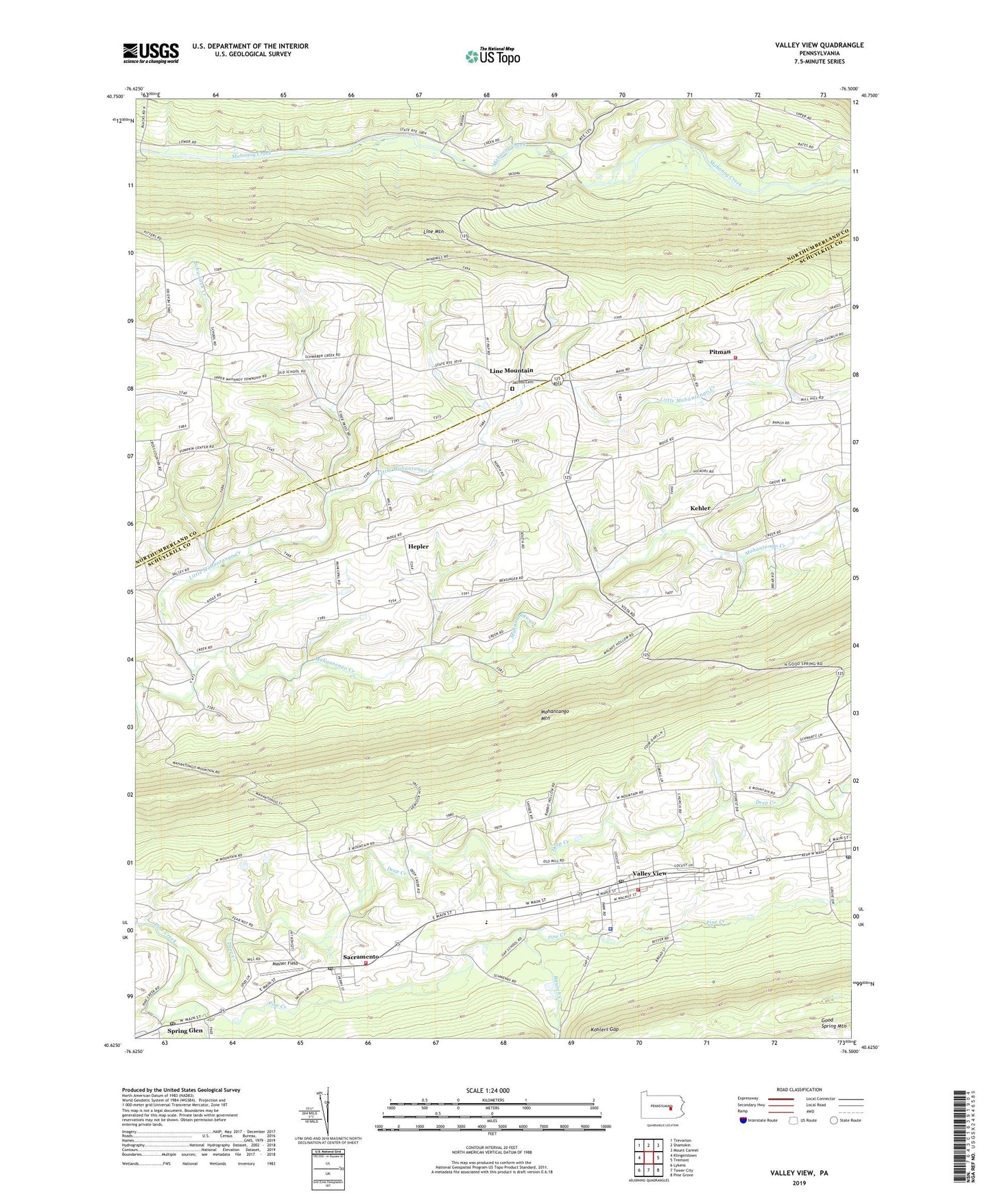 Valley View Pennsylvania US Topo Map Image