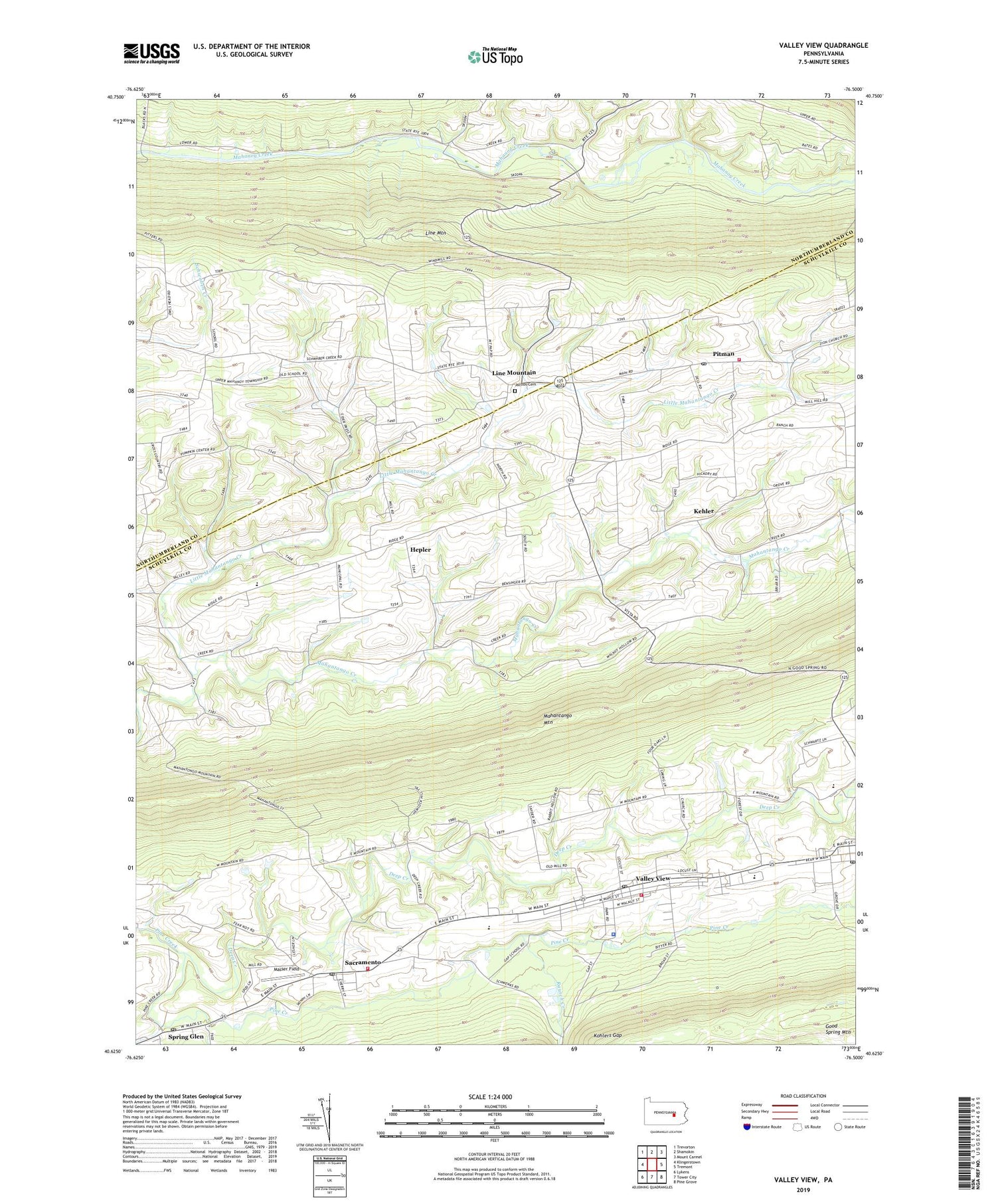 Valley View Pennsylvania US Topo Map Image