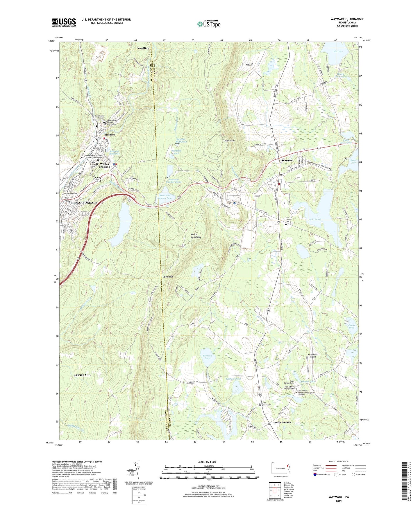 Waymart Pennsylvania US Topo Map Image