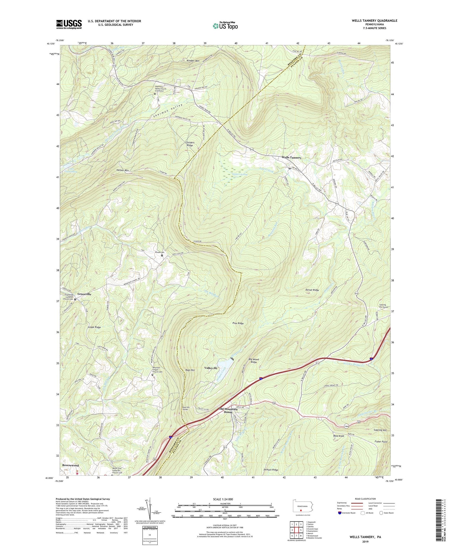 Wells Tannery Pennsylvania US Topo Map Image