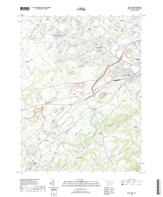 West York Pennsylvania US Topo Map Image