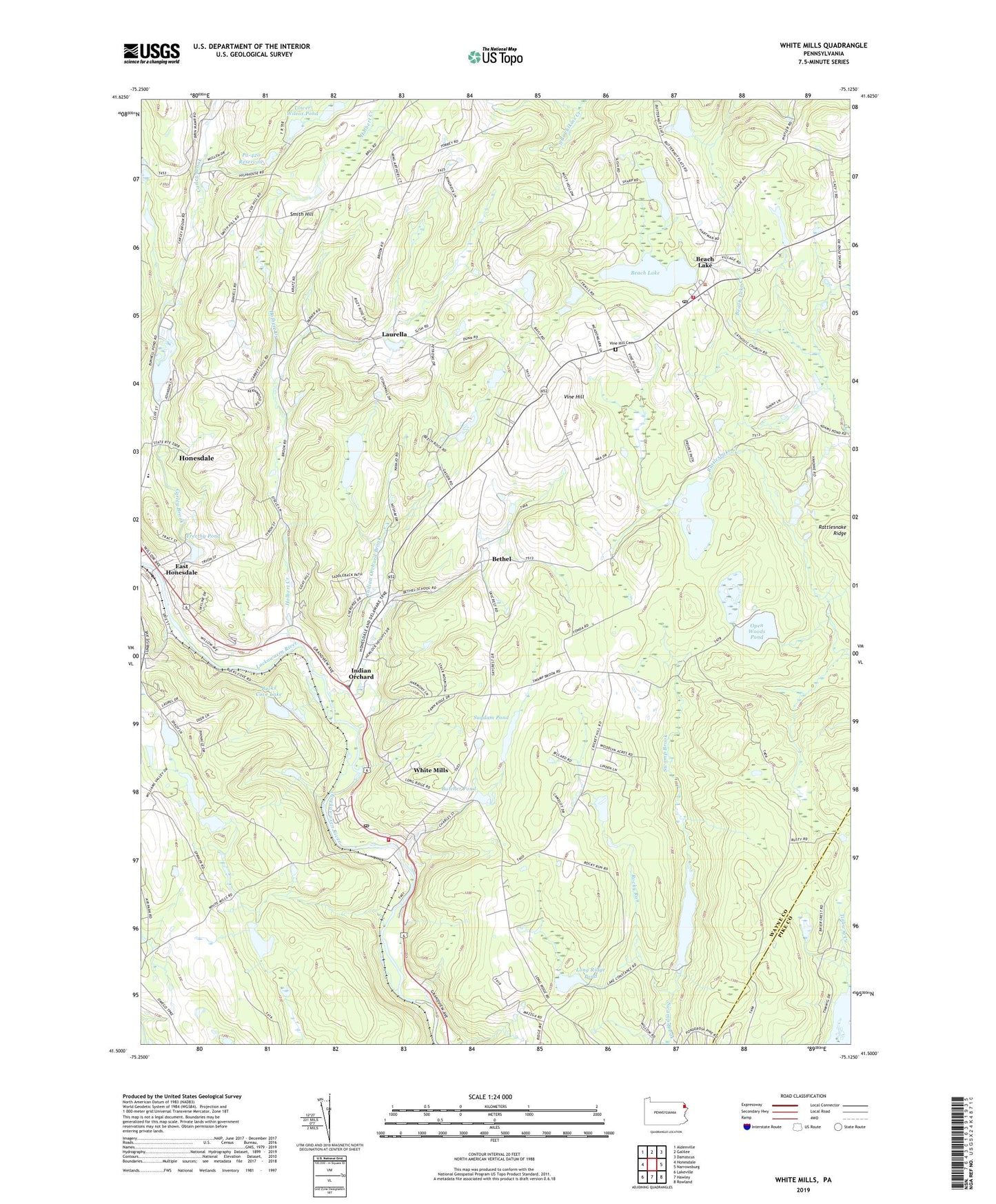 White Mills Pennsylvania US Topo Map Image