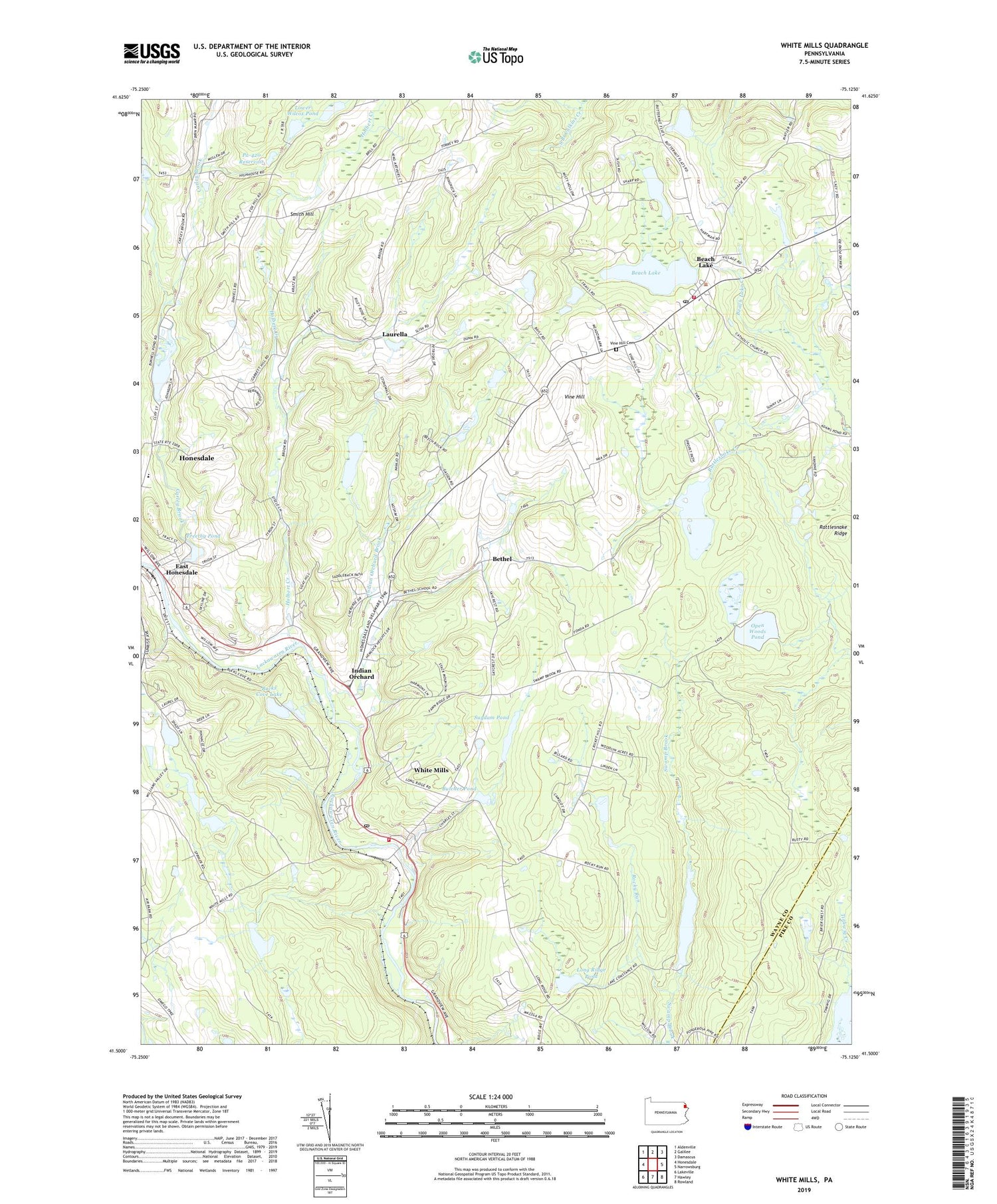 White Mills Pennsylvania US Topo Map Image
