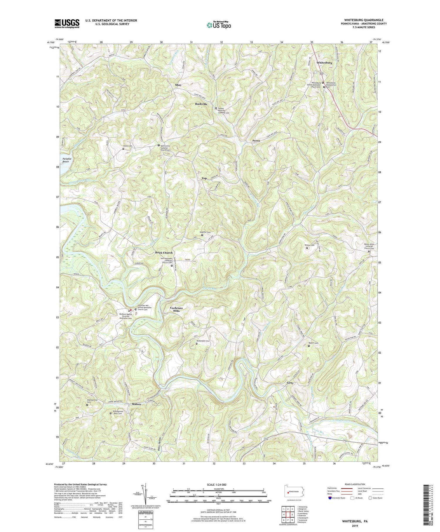 Whitesburg Pennsylvania US Topo Map Image
